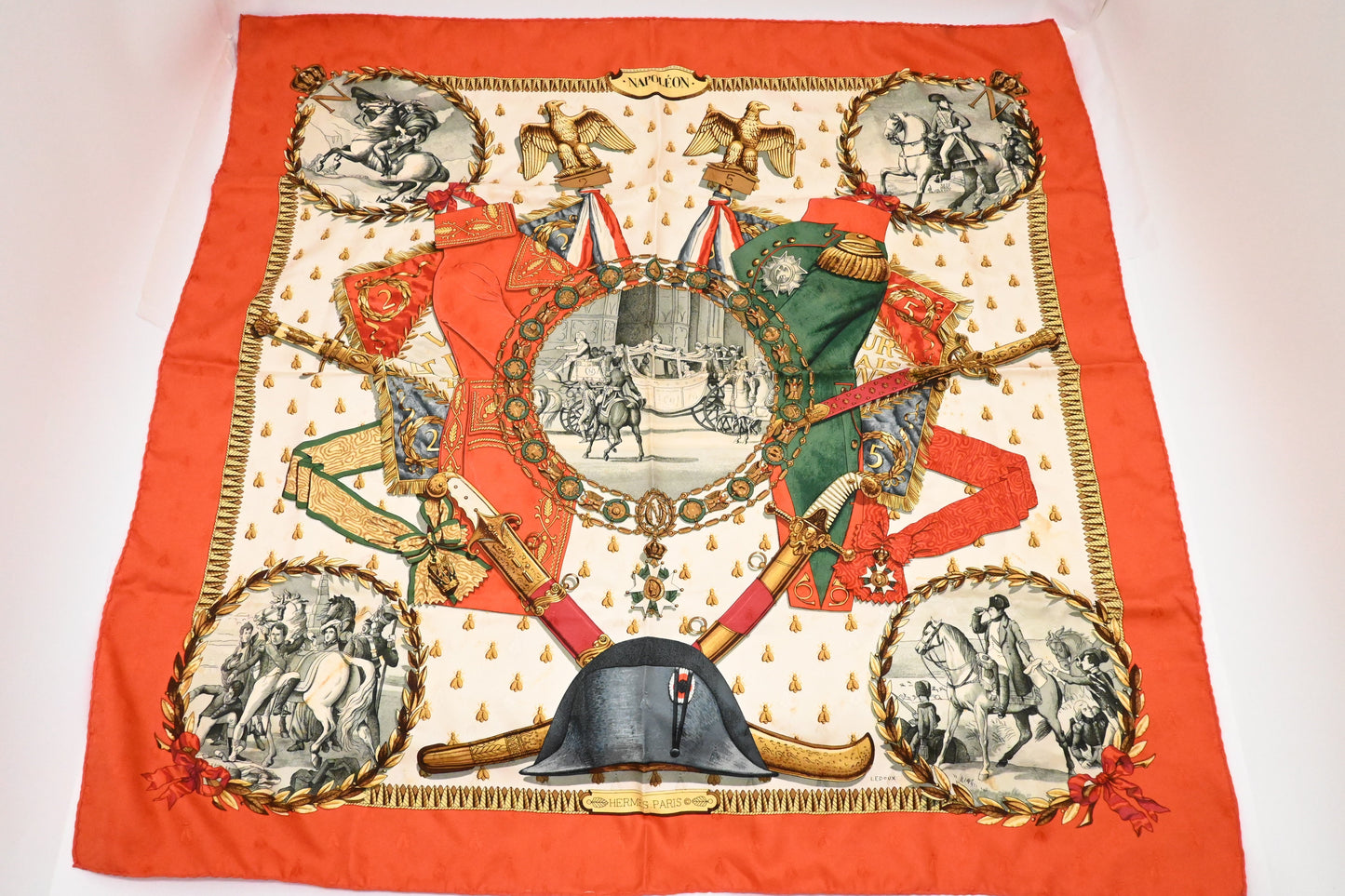 Hermes 'Napoleon' Carre In Silk Handbag Red Travel Bag