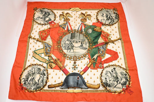 Hermes 'Napoleon' Carre In Silk Handbag Red Travel Bag