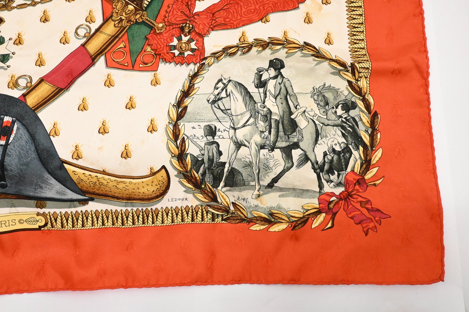 Hermes 'Napoleon' Carre In Silk Handbag Red Travel Bag