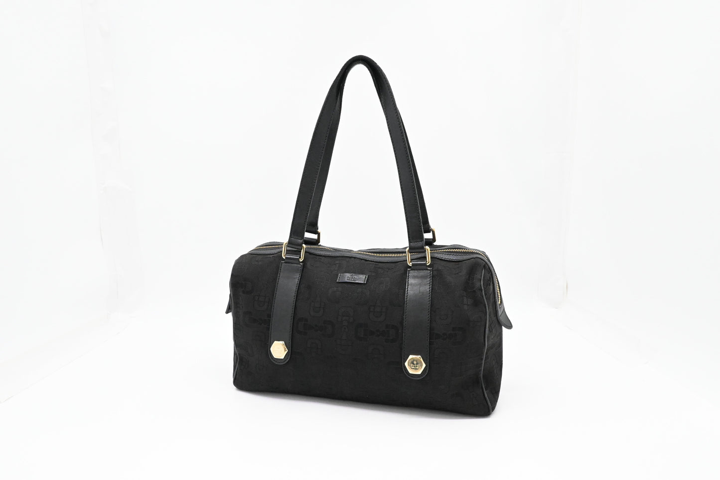 Gucci Horsebit Canvas Black Shoulder Bag