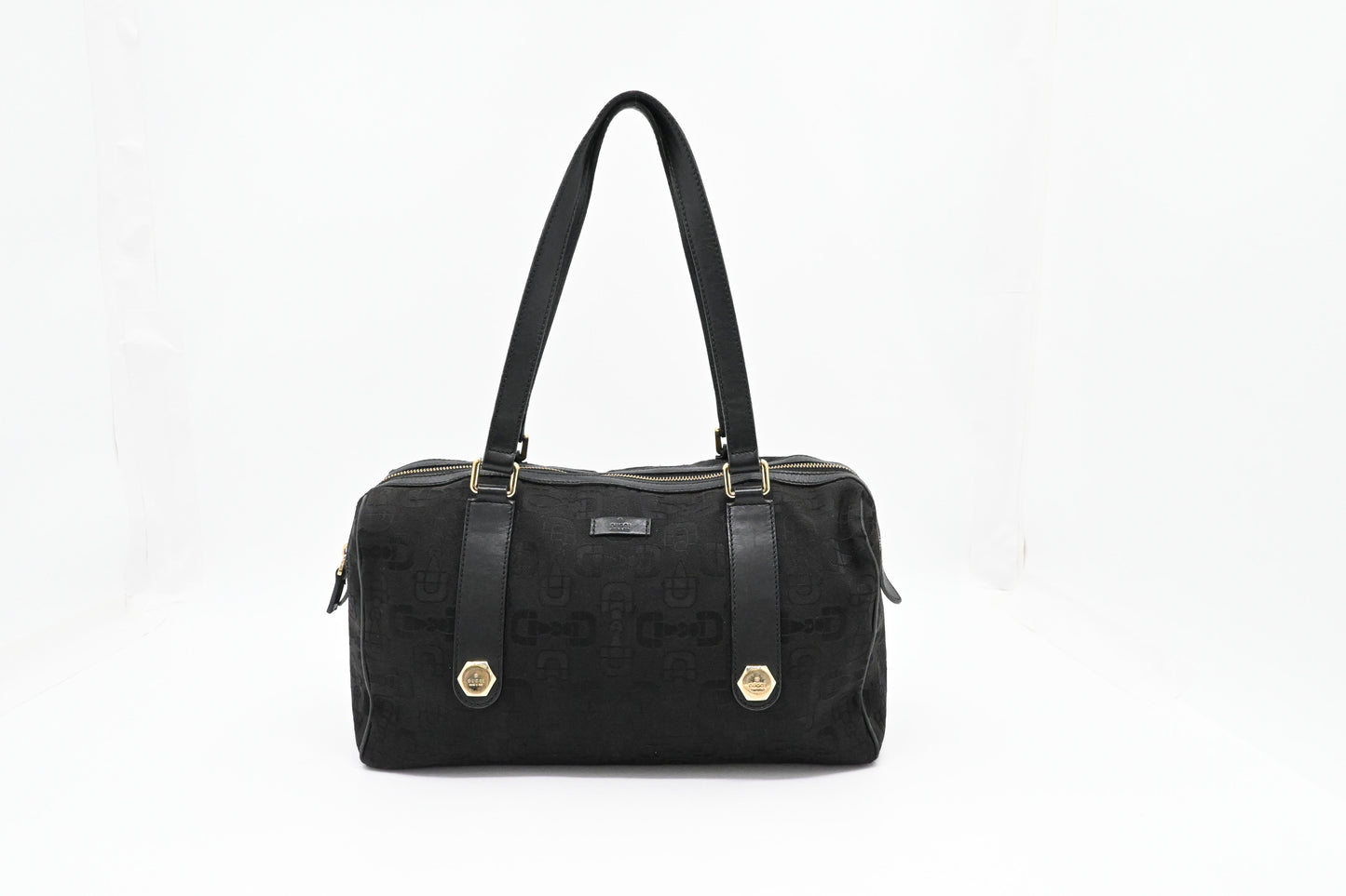 Gucci Horsebit Canvas Black Shoulder Bag