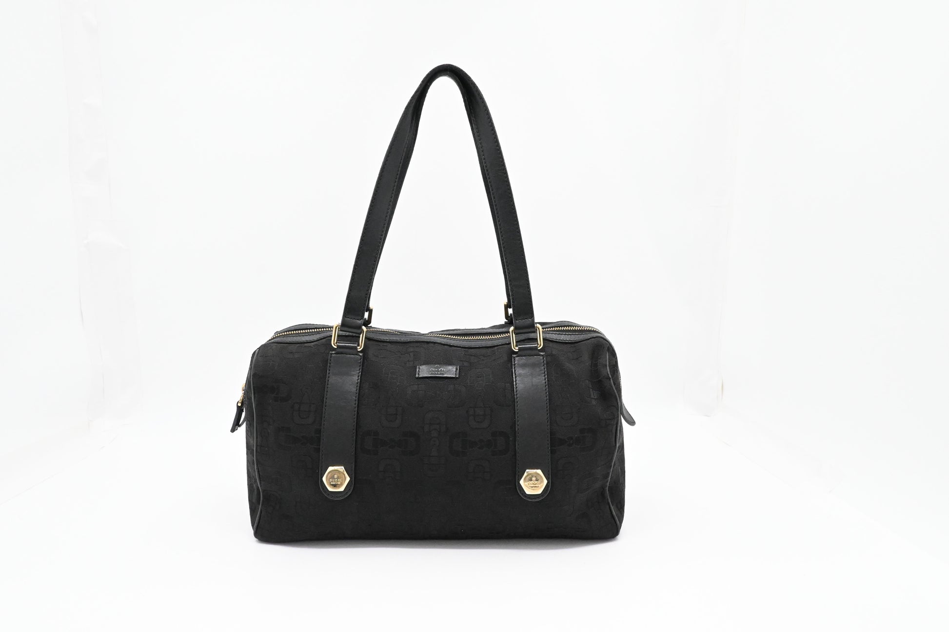 Gucci Horsebit Canvas Black Shoulder Bag