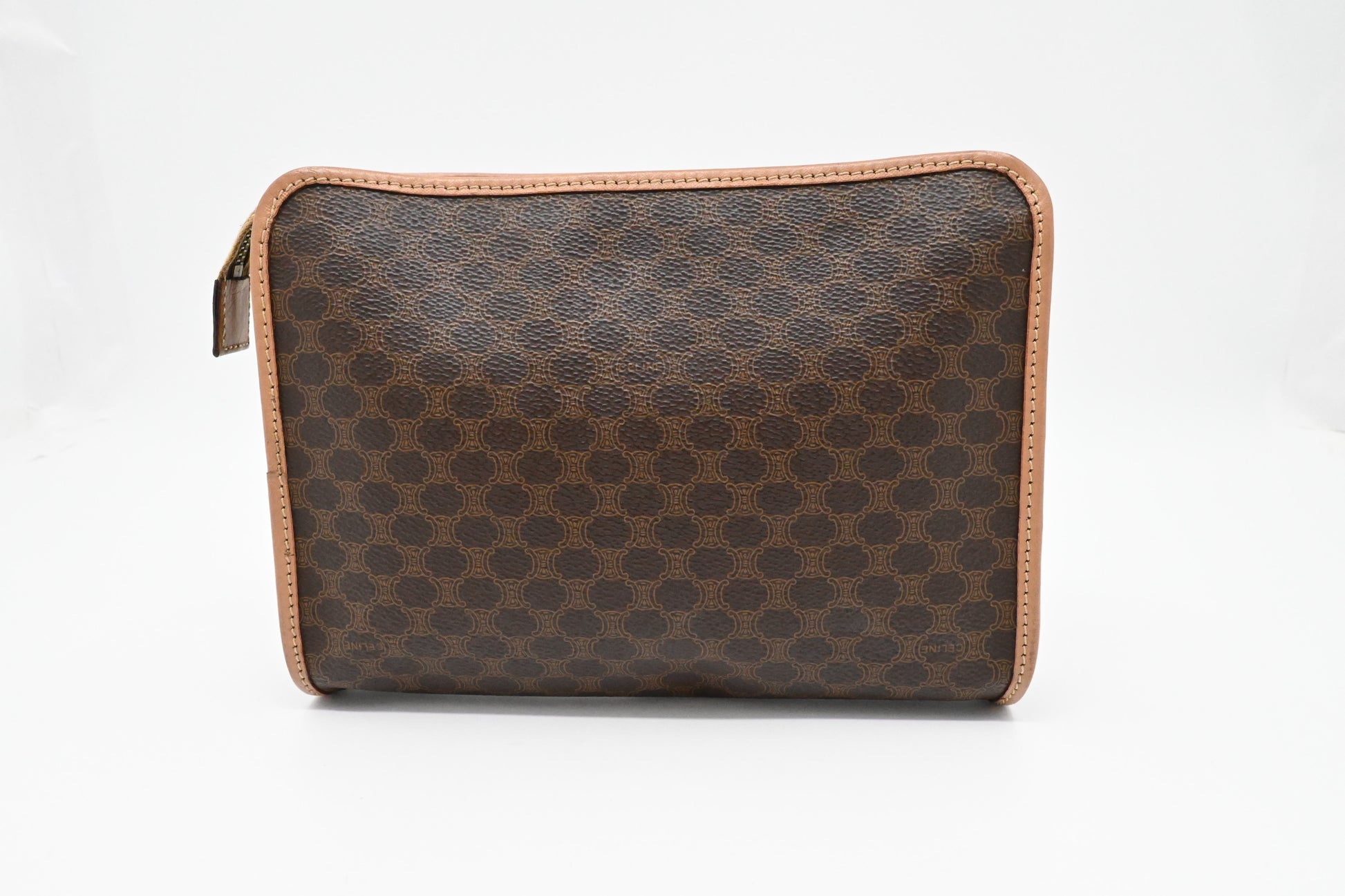 Celine Clutch In Macadam Handbag Canvas Brown Clutch Bag