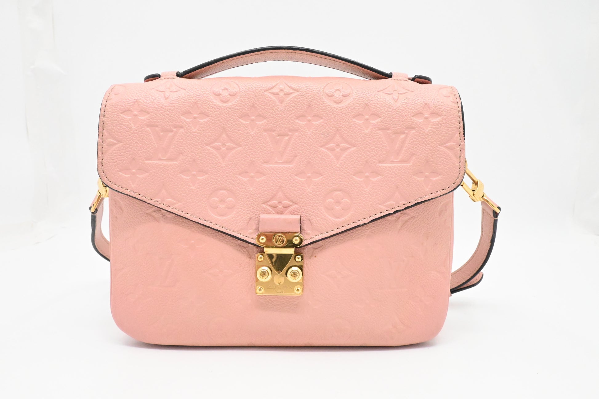 Louis Vuitton Pochette Métis Empreinte Leather Pink Metis Clutch Bag