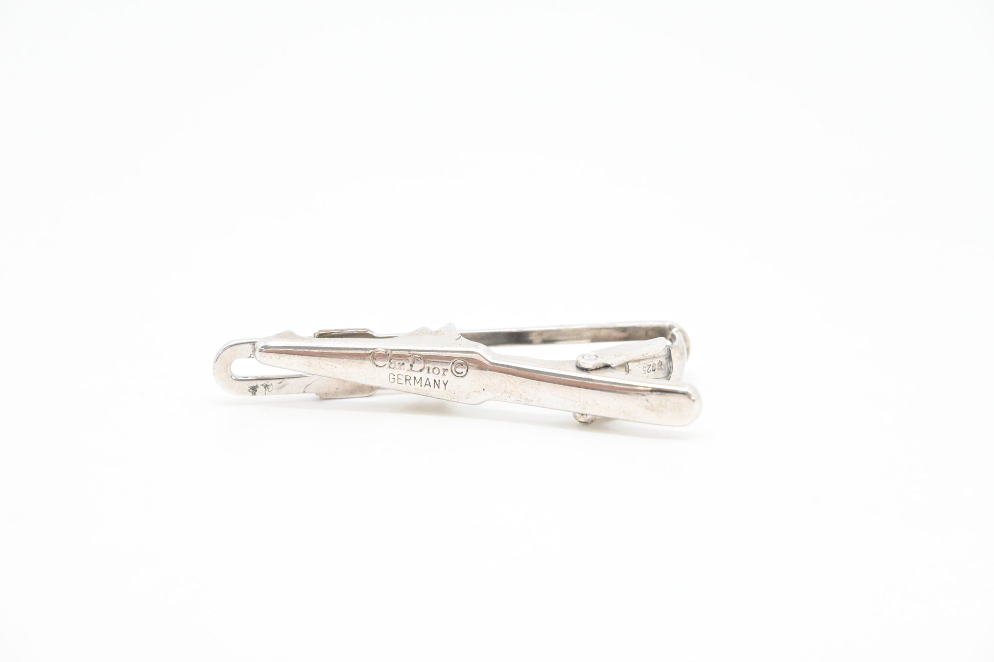 Dior Tie Clip And Cuff Links Set In Silver Travel Bag
