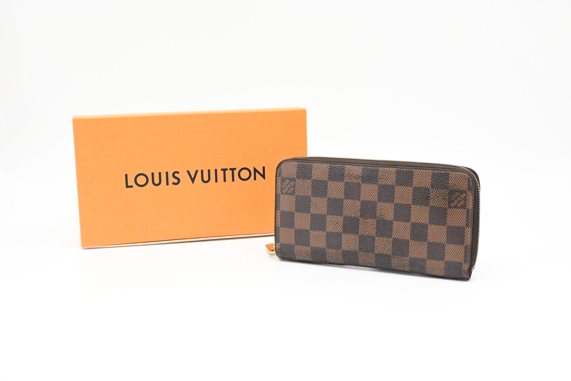Louis Vuitton Long Zippy Damier Ebene Canvas Wallet Case Ebene Canvas