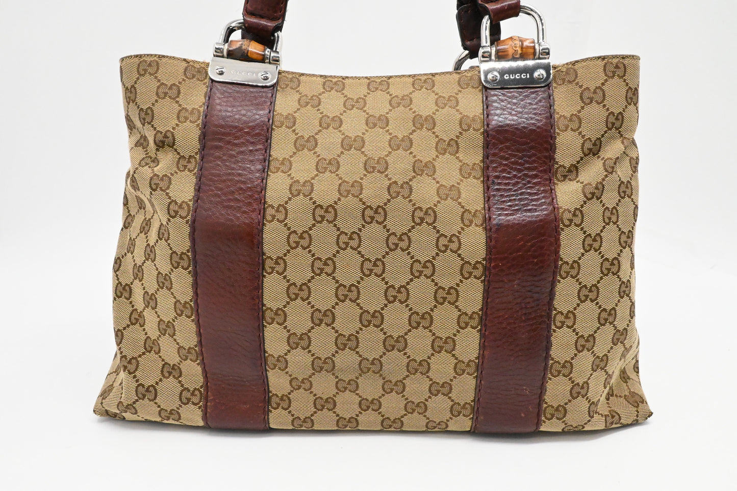 Gucci Bamboo Tote In Canvas Brown Tote Bag