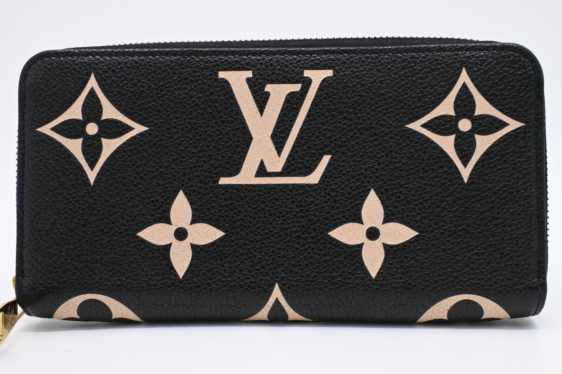 Louis Vuitton Zippy Bicolor Empreinte Leather Black Beige Wallet Case