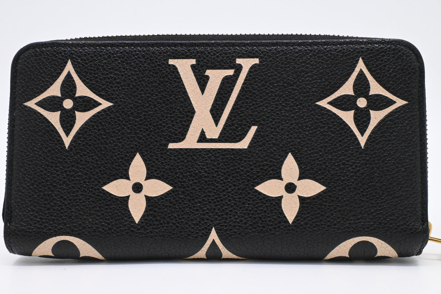 Louis Vuitton Zippy Bicolor Empreinte Leather Black Beige Wallet Case