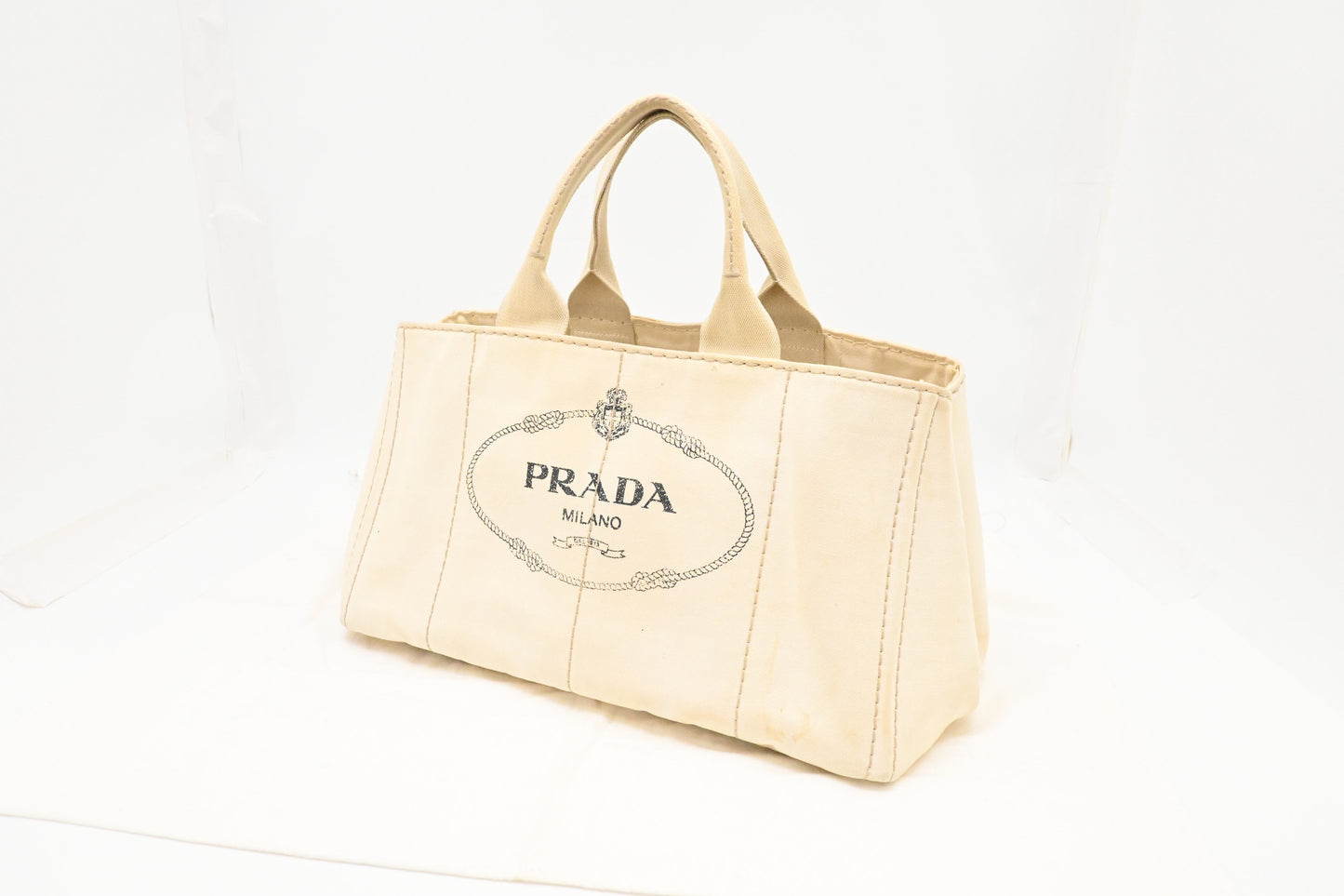 Prada Canapa Tote In Handbag Canvas White Tote Bag