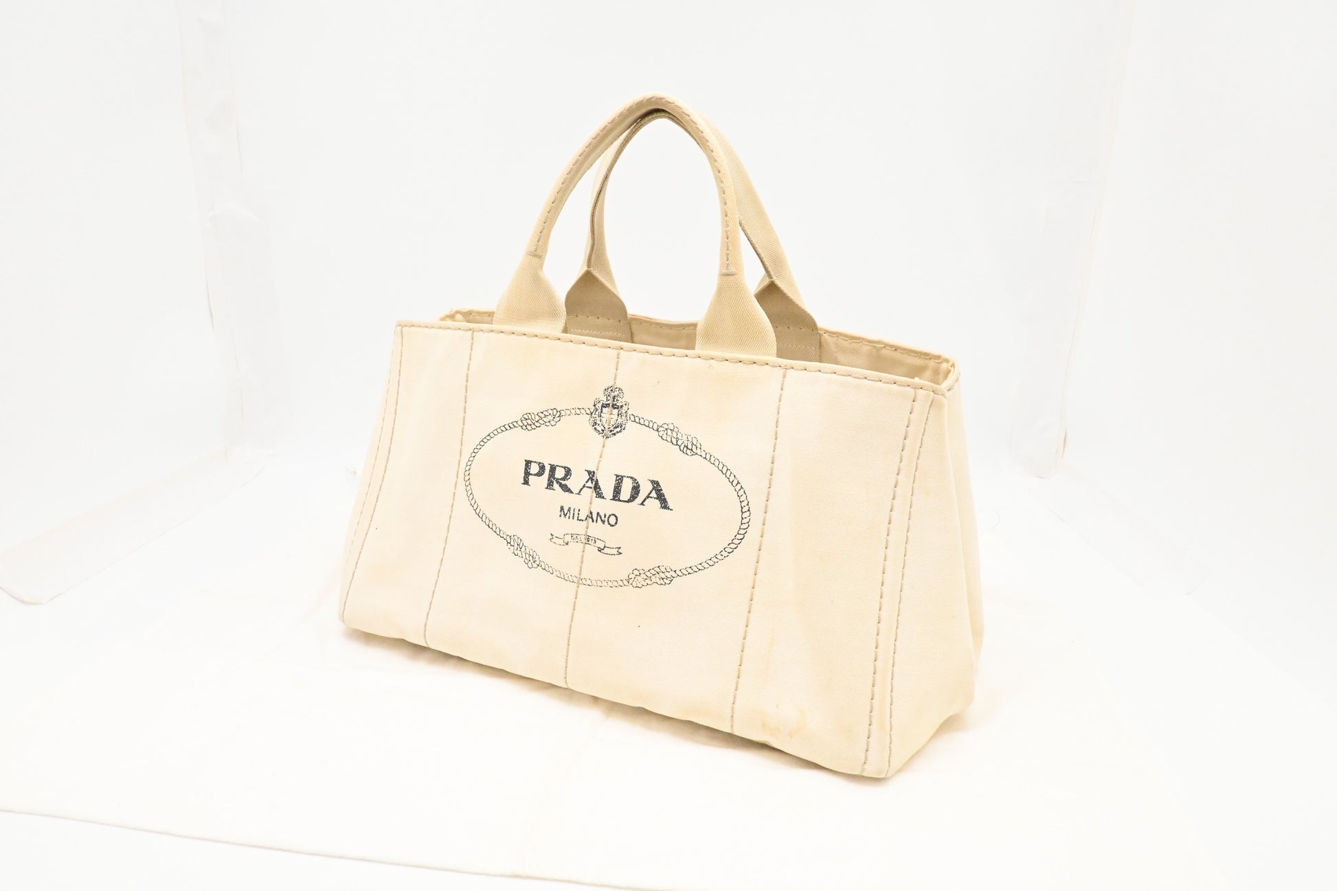 Prada Canapa Tote In Handbag Canvas White Tote Bag