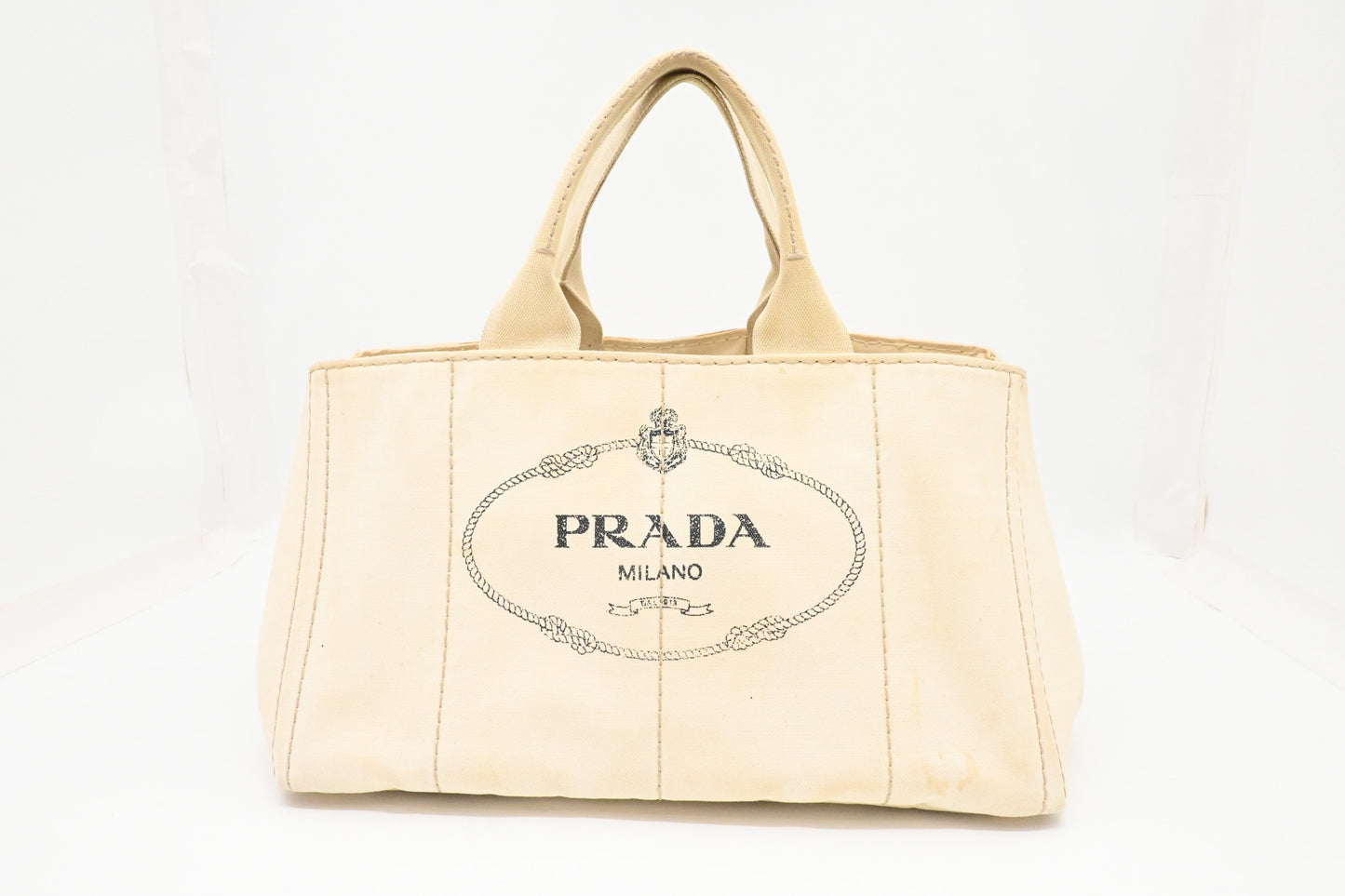 Prada Canapa Tote In Handbag Canvas White Tote Bag