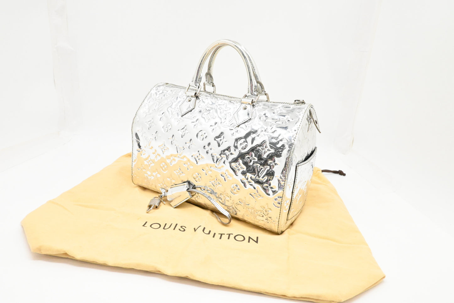Louis Vuitton Miroir Speedy 30 Canvas Silver Handbag