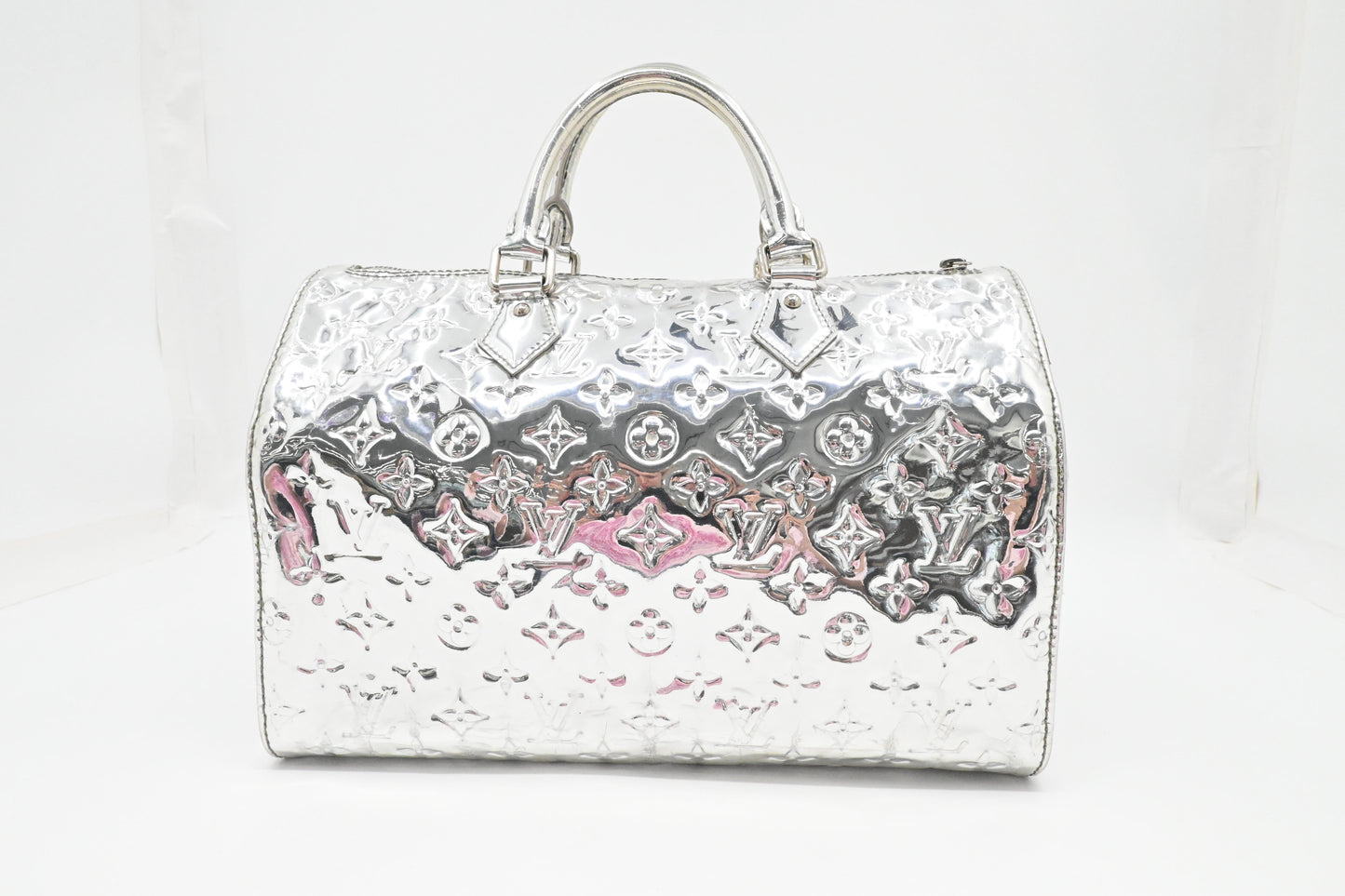 Louis Vuitton Miroir Speedy 30 Canvas Silver Handbag