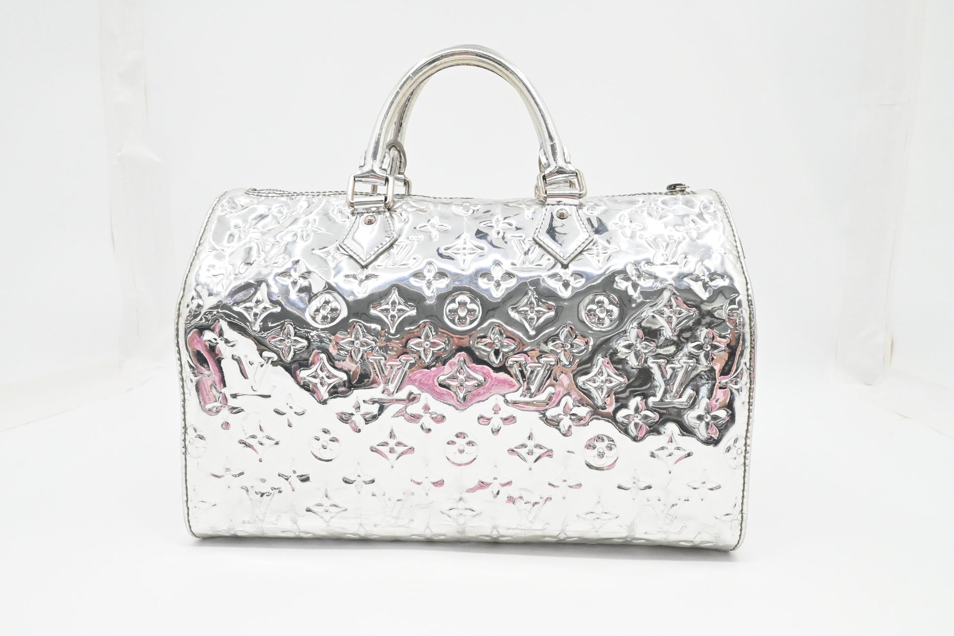 Louis Vuitton Miroir Speedy 30 Canvas Silver Handbag
