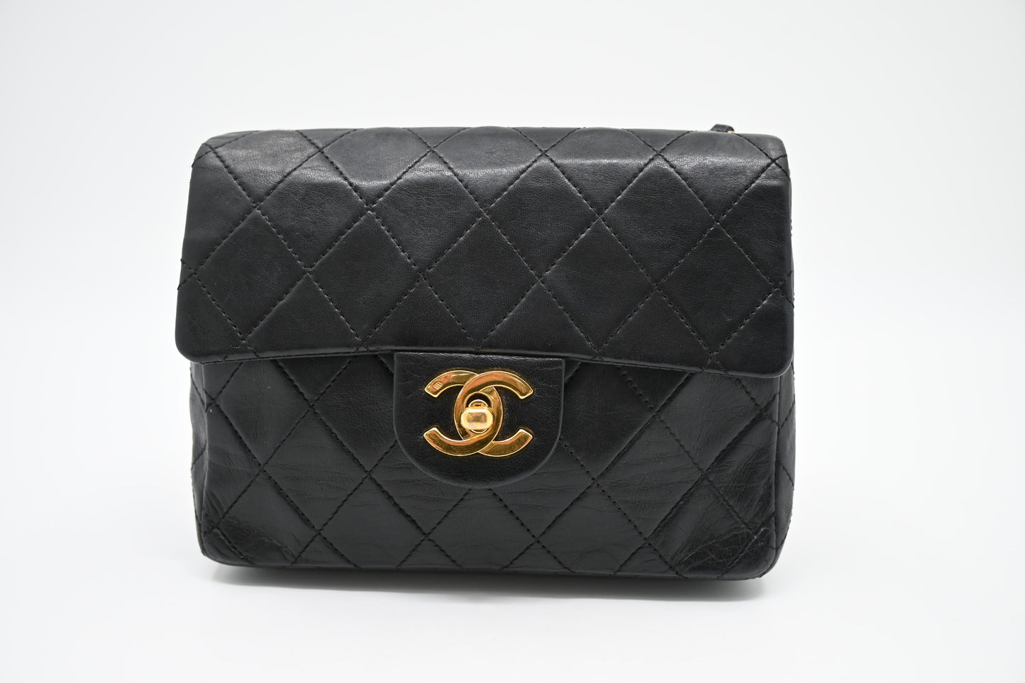 Chanel Square MatelassÃ© Black Leather Mini Bag