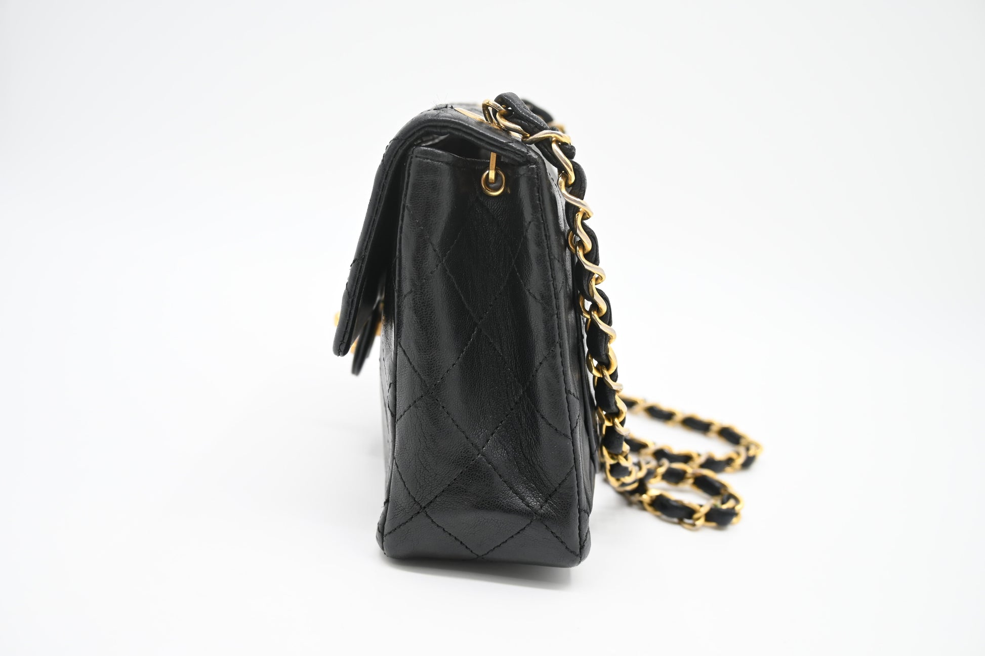 Chanel Square MatelassÃ© Black Leather Mini Bag