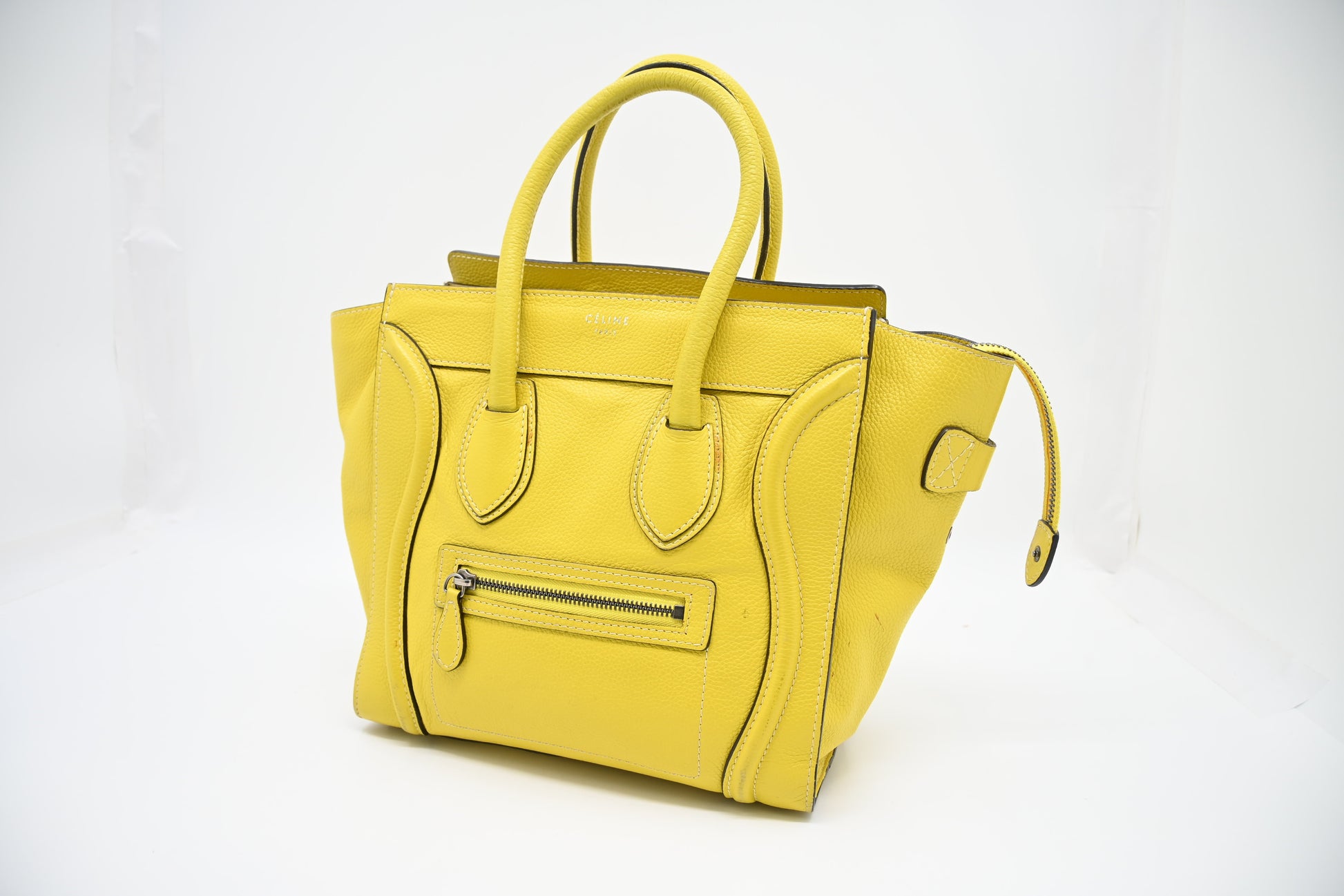 Celine Micro Luggage In Yellow Handbag Leather Travel Bag