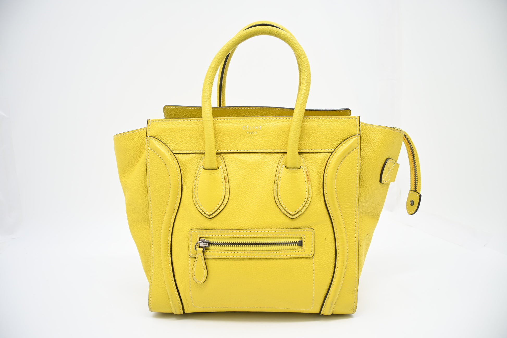 Celine Micro Luggage In Yellow Handbag Leather Travel Bag