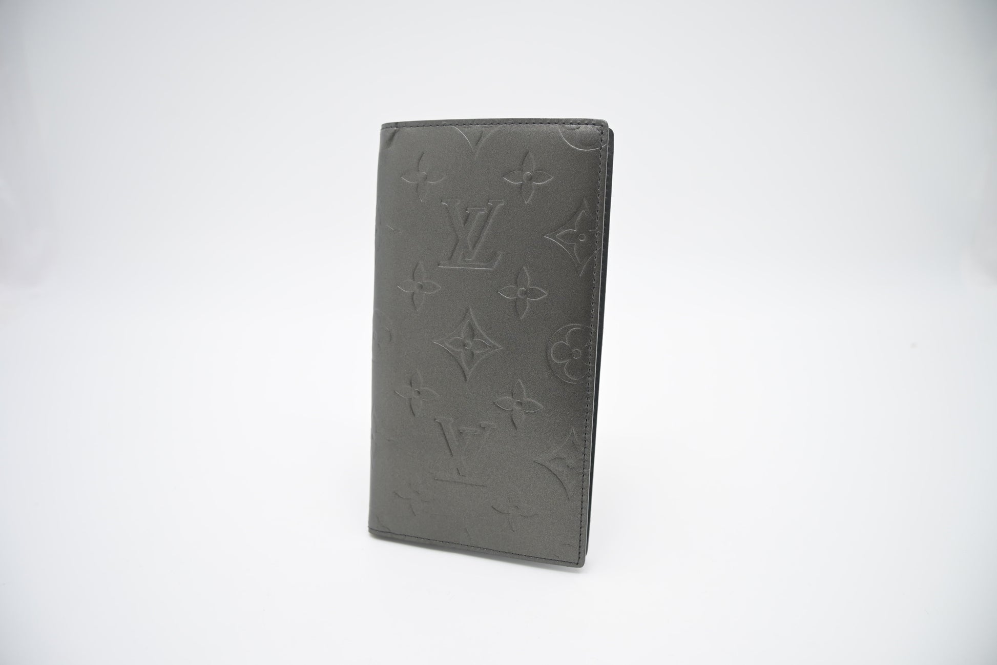 Louis Vuitton Bifold Matte Leather Grey Wallet Case