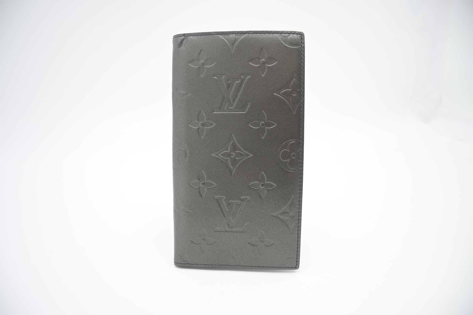 Louis Vuitton Bifold Matte Leather Grey Wallet Case