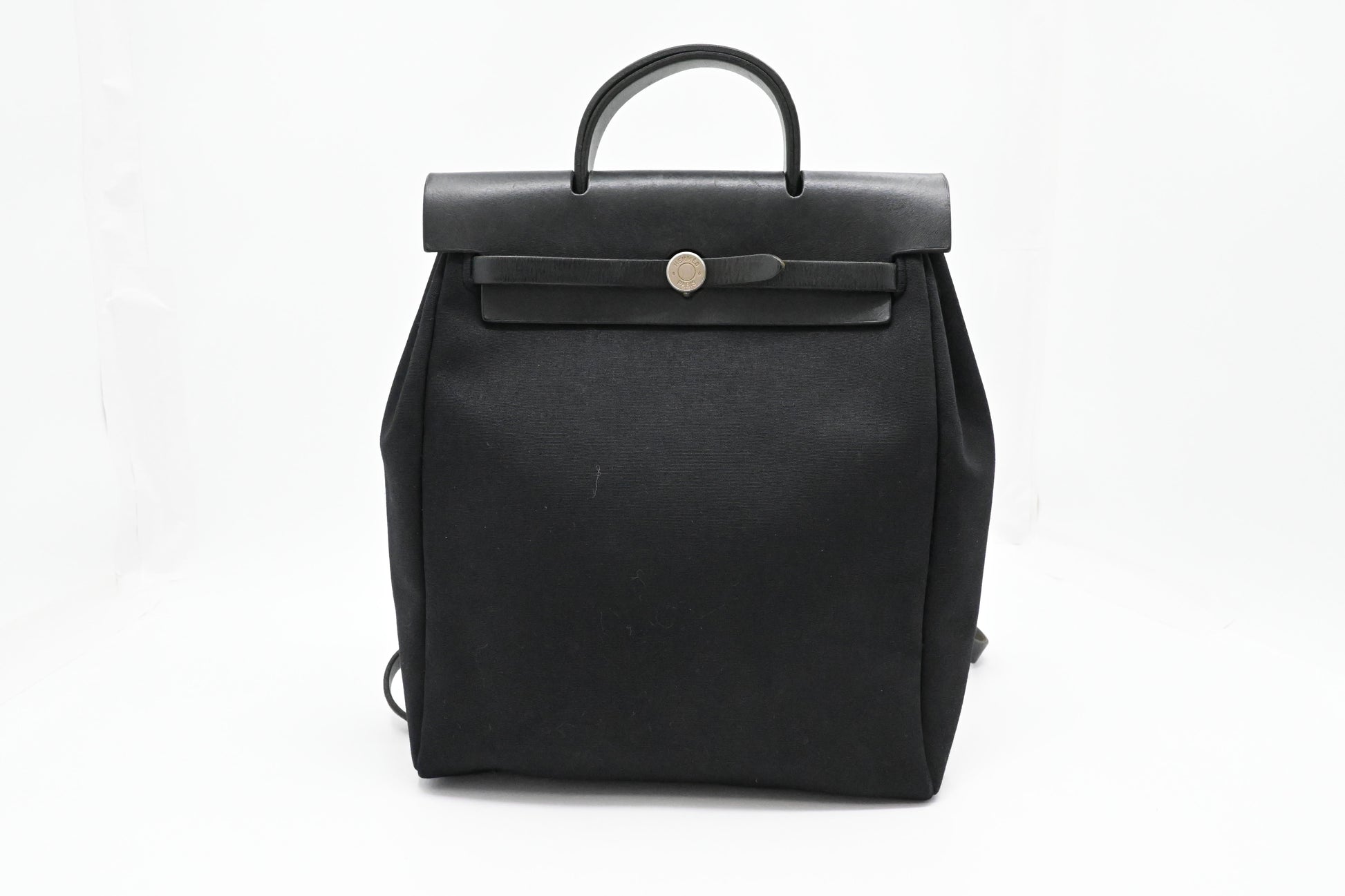 Hermes Toile Herbag A Dos Pm Backpack In Canvas Black