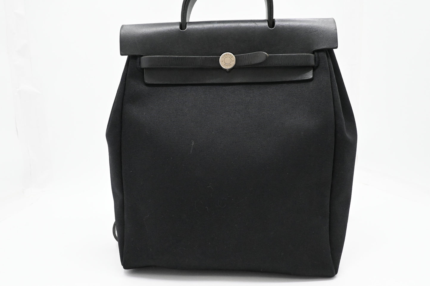 Hermes Toile Herbag A Dos Pm Backpack In Canvas Black