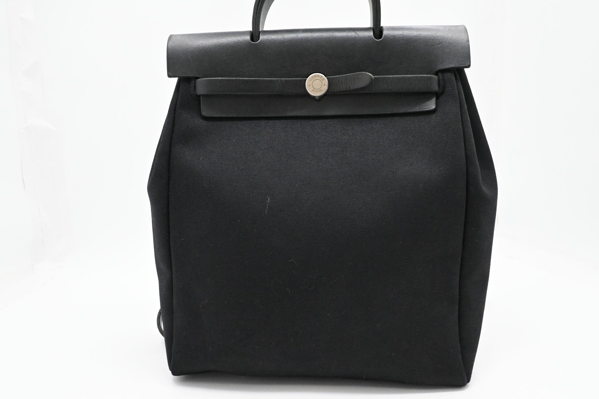 Hermes Toile Herbag A Dos Pm Backpack In Canvas Black
