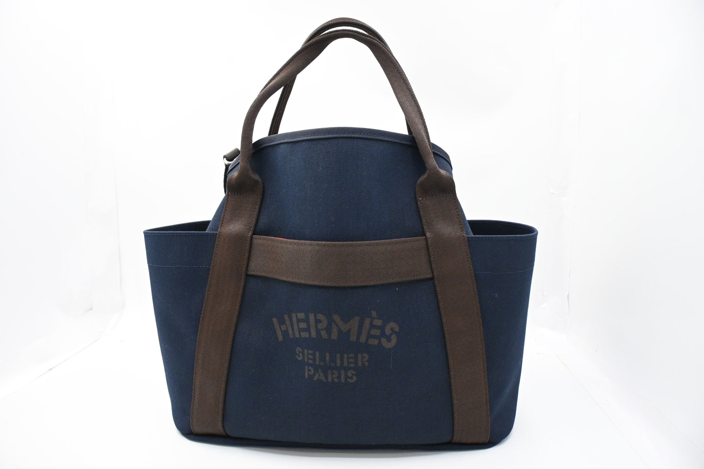 Hermes Sac De Pansage Grooming Bag In Navy Canvas Blue Travel Bag