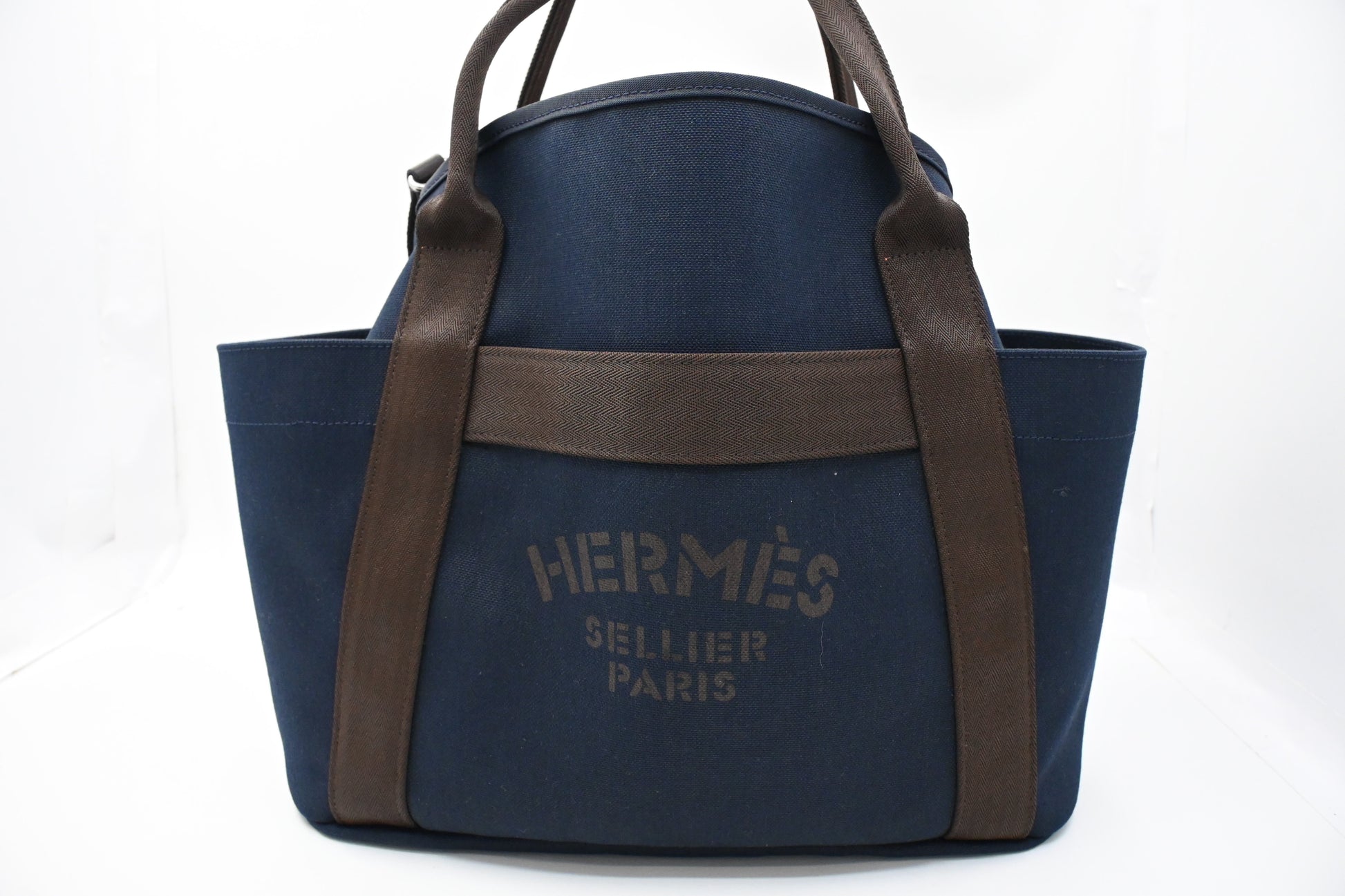 Hermes Sac De Pansage Grooming Bag In Navy Canvas Blue Travel Bag