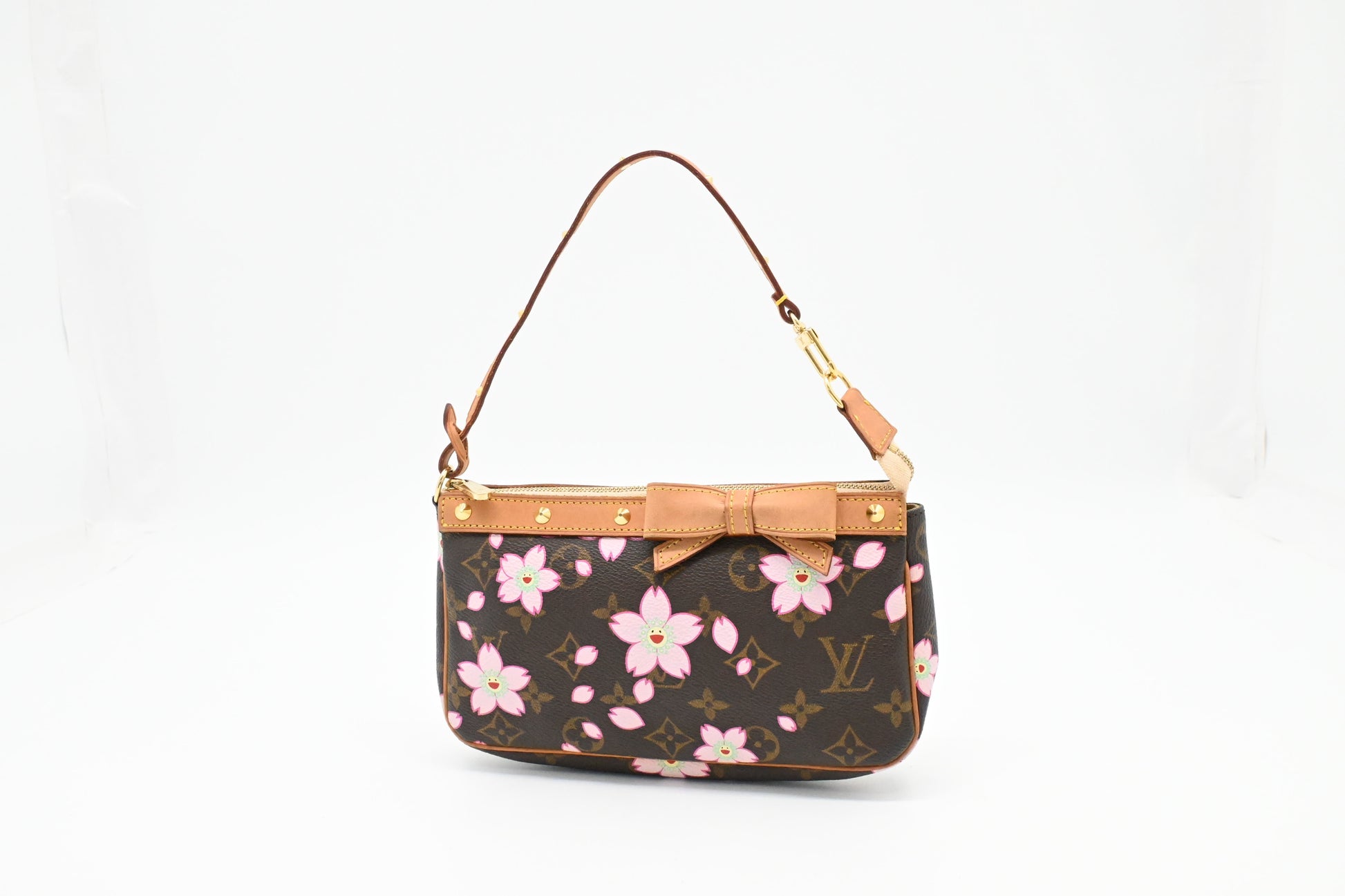 Louis Vuitton Pochette Accessoires Cherry Blossom Monogram Canvas Clutch Bag