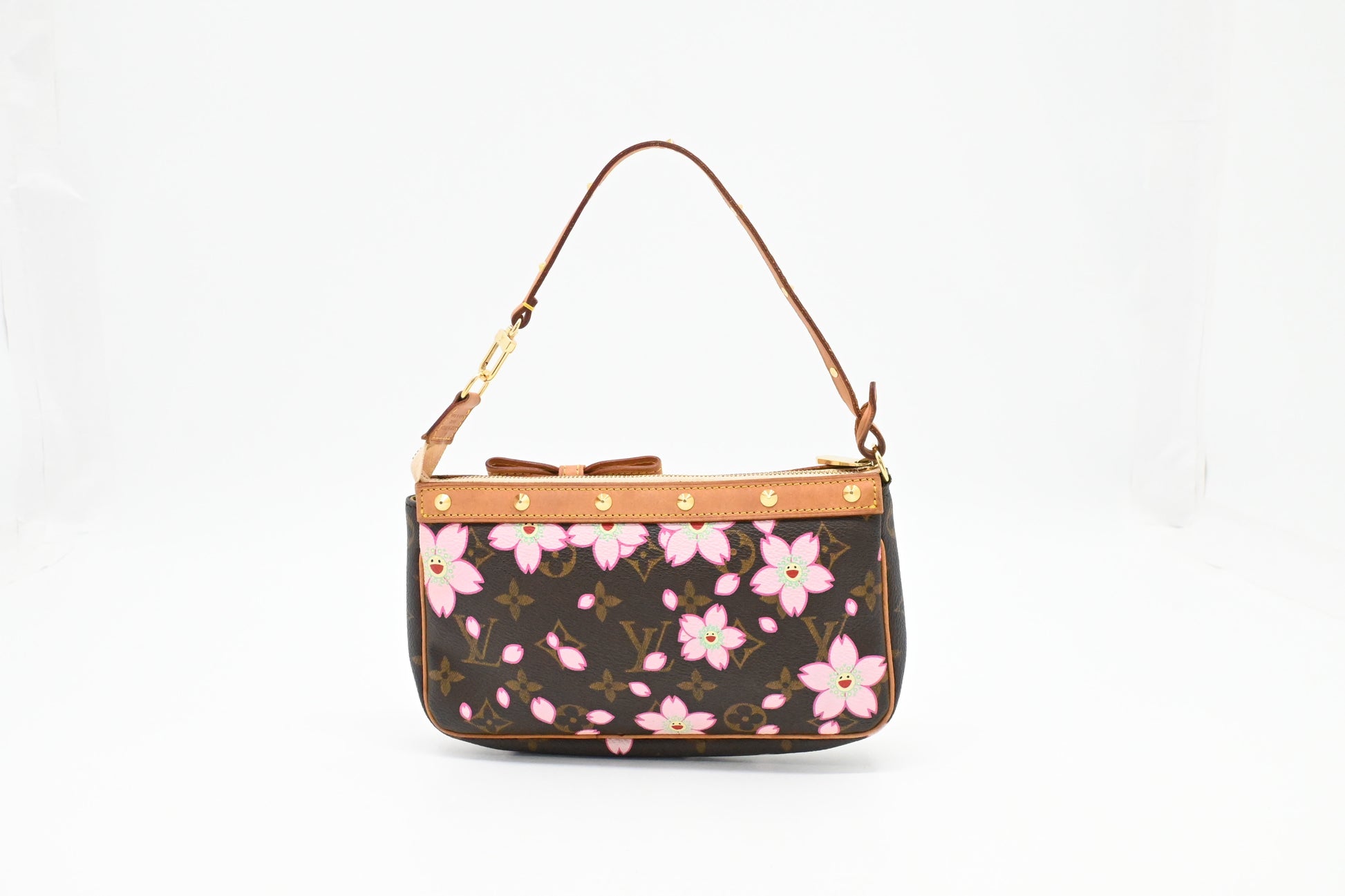 Louis Vuitton Pochette Accessoires Cherry Blossom Monogram Canvas Clutch Bag