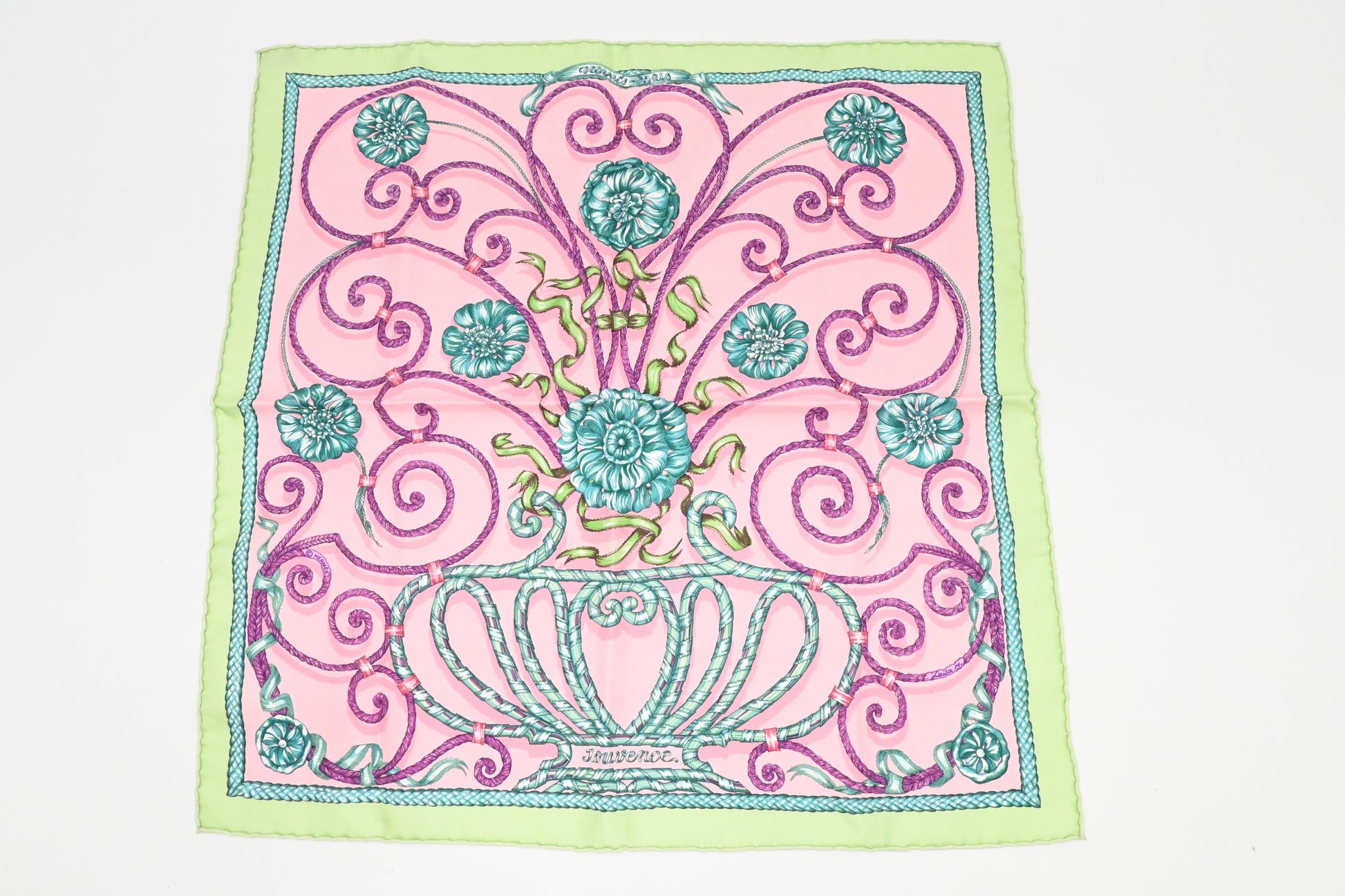 Hermes 'Jouvence' Gavroche In Light And Silk Handbag Pink Green Travel Bag