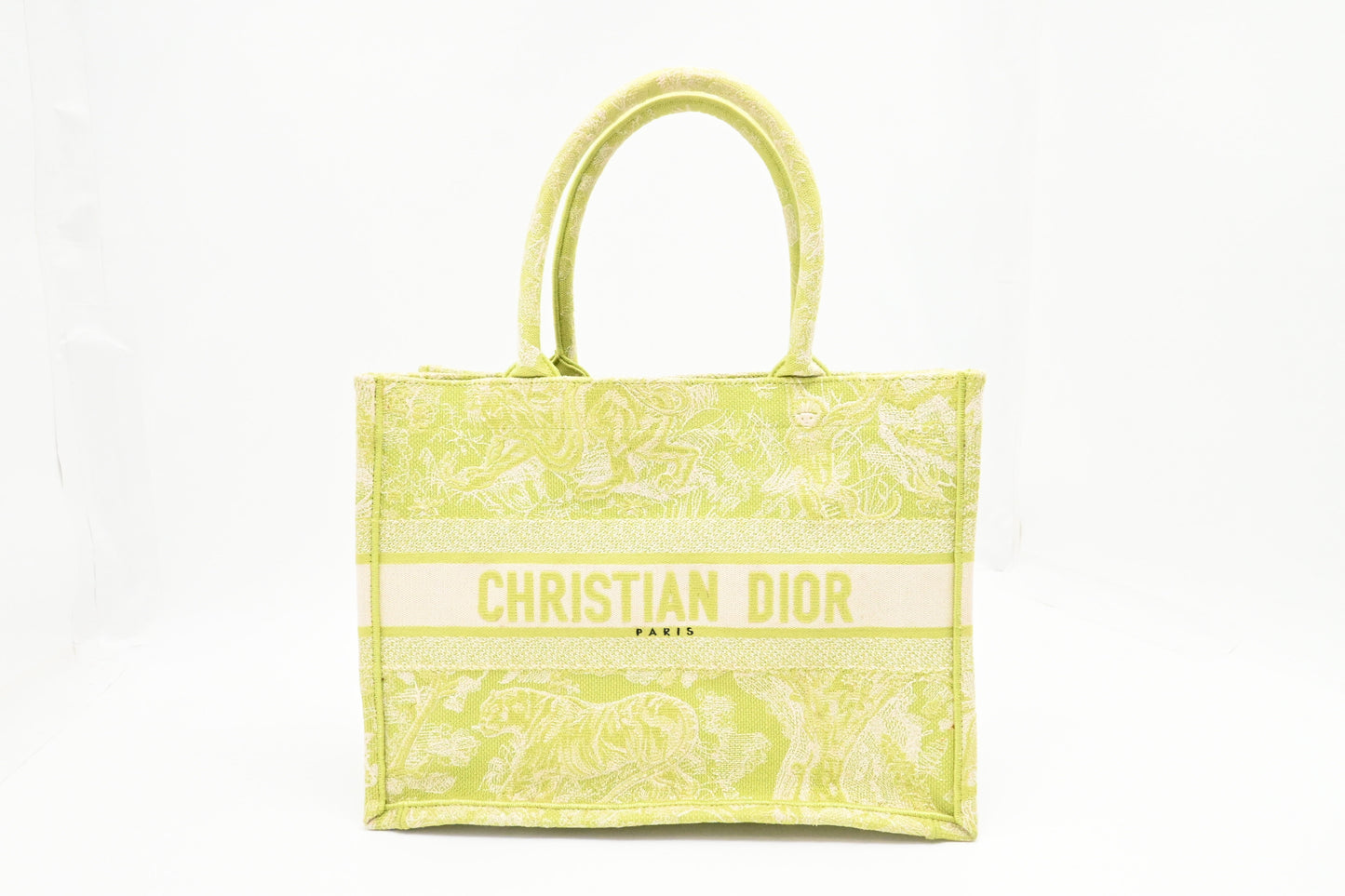 Dior Book Tote In Toile De Jouy Sauvage Green Medium Tote Bag