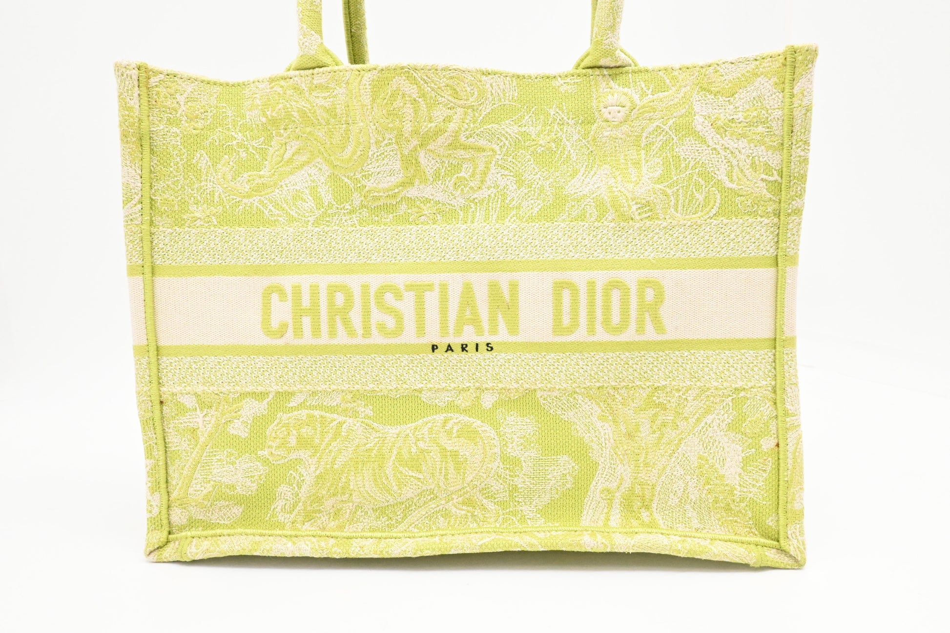 Dior Book Tote In Toile De Jouy Sauvage Green Medium Tote Bag