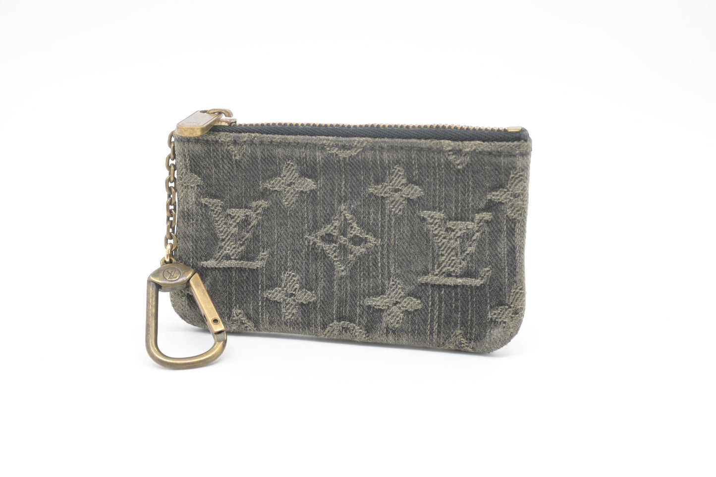 Louis Vuitton Pochette Cles Denim Monogram Black Wallet Case