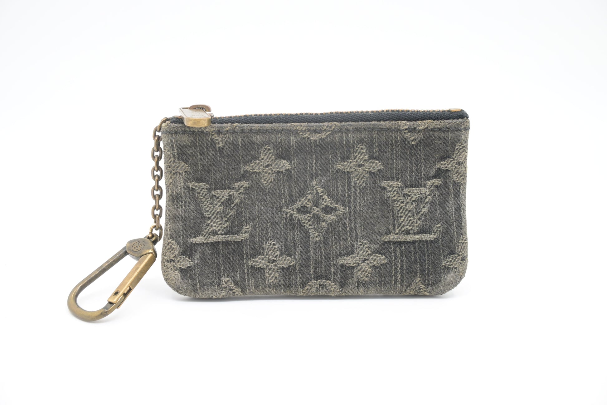 Louis Vuitton Pochette Cles Denim Monogram Black Wallet Case
