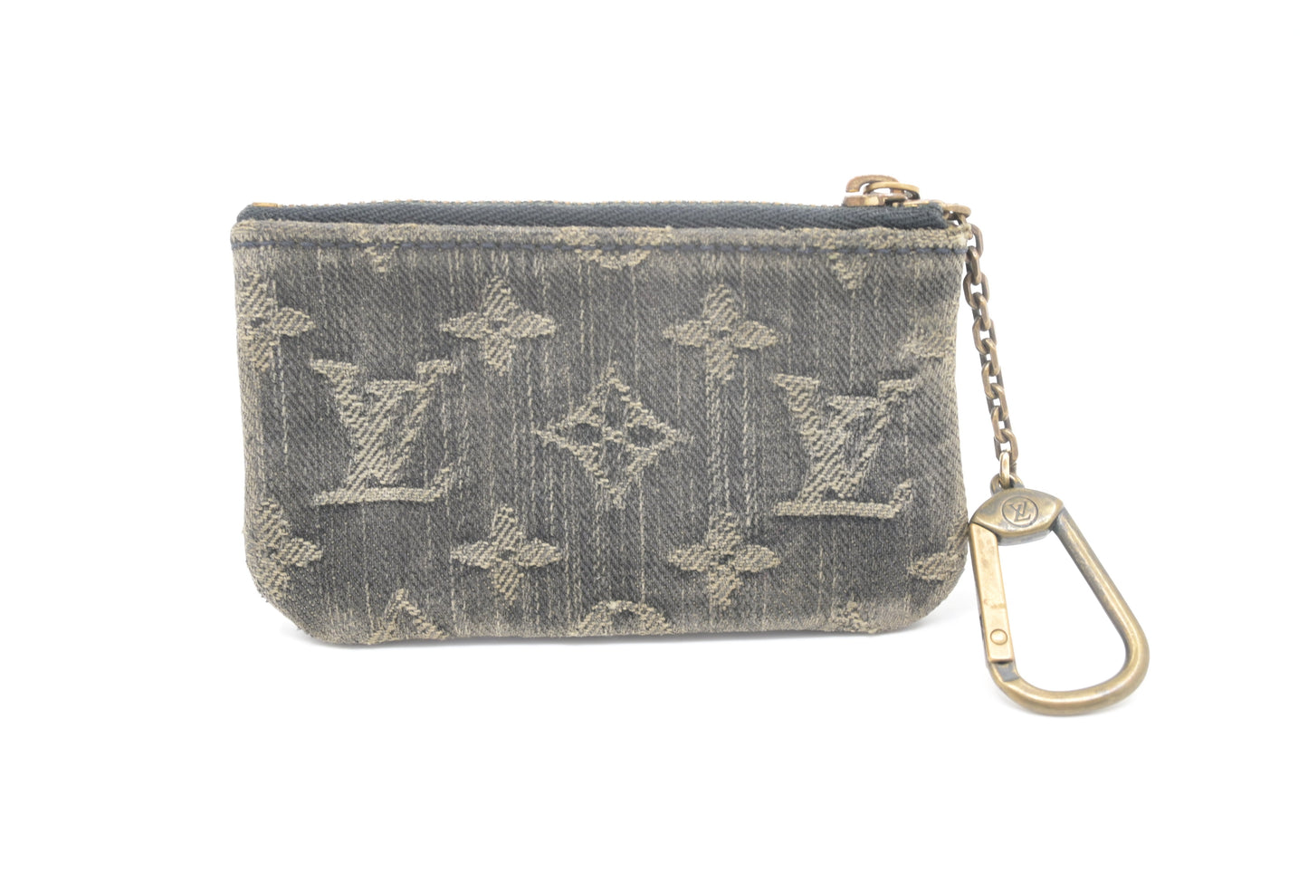 Louis Vuitton Pochette Cles Denim Monogram Black Wallet Case