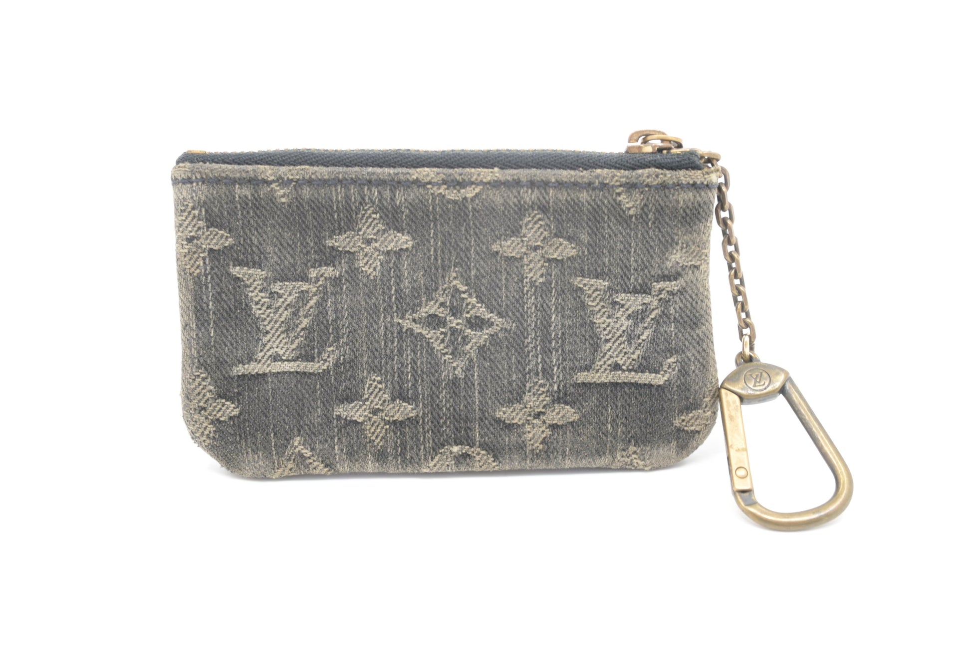 Louis Vuitton Pochette Cles Denim Monogram Black Wallet Case