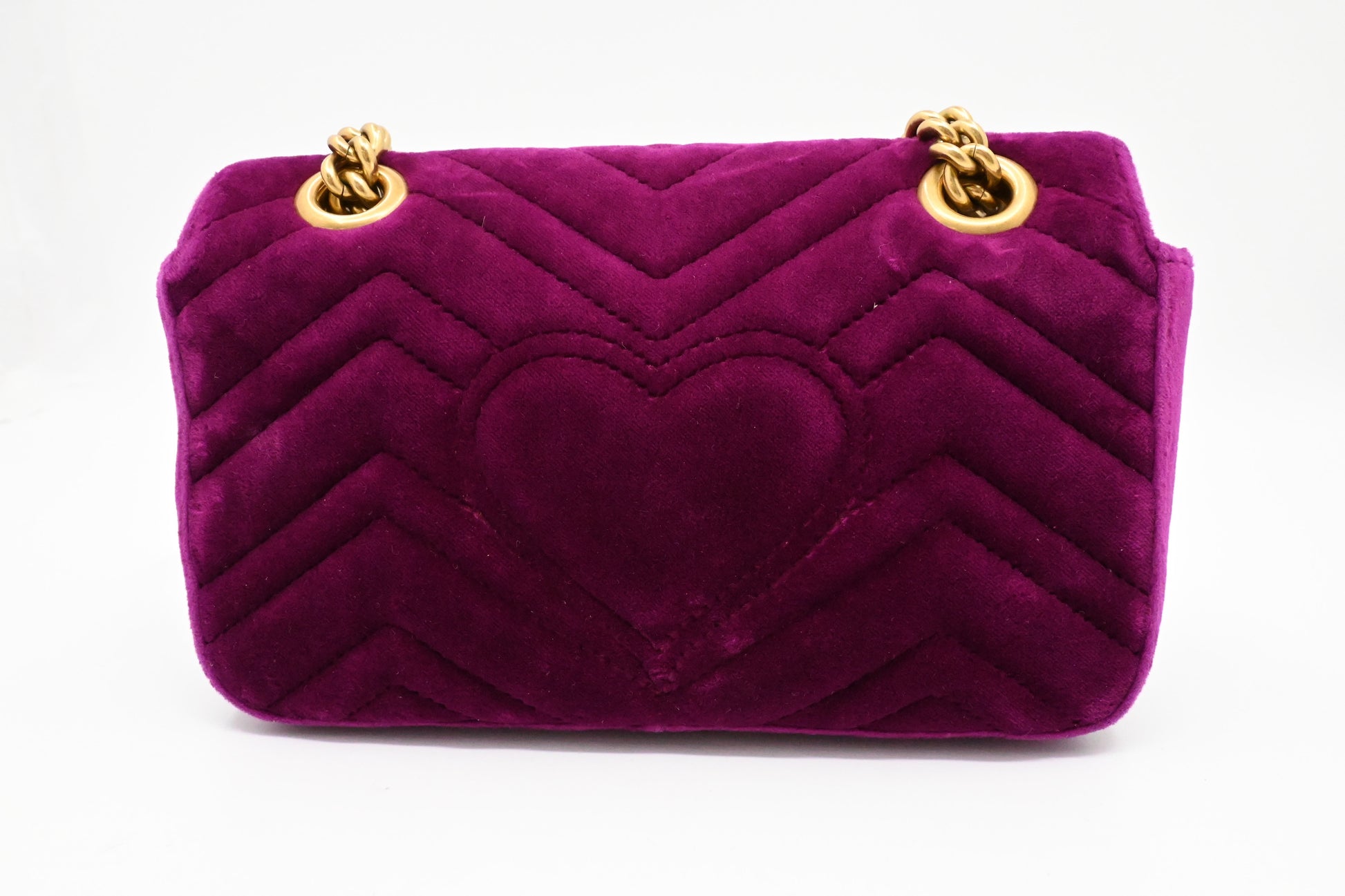 Gucci Marmont Purple Velvet Matelasse Chain Shoulder Bag