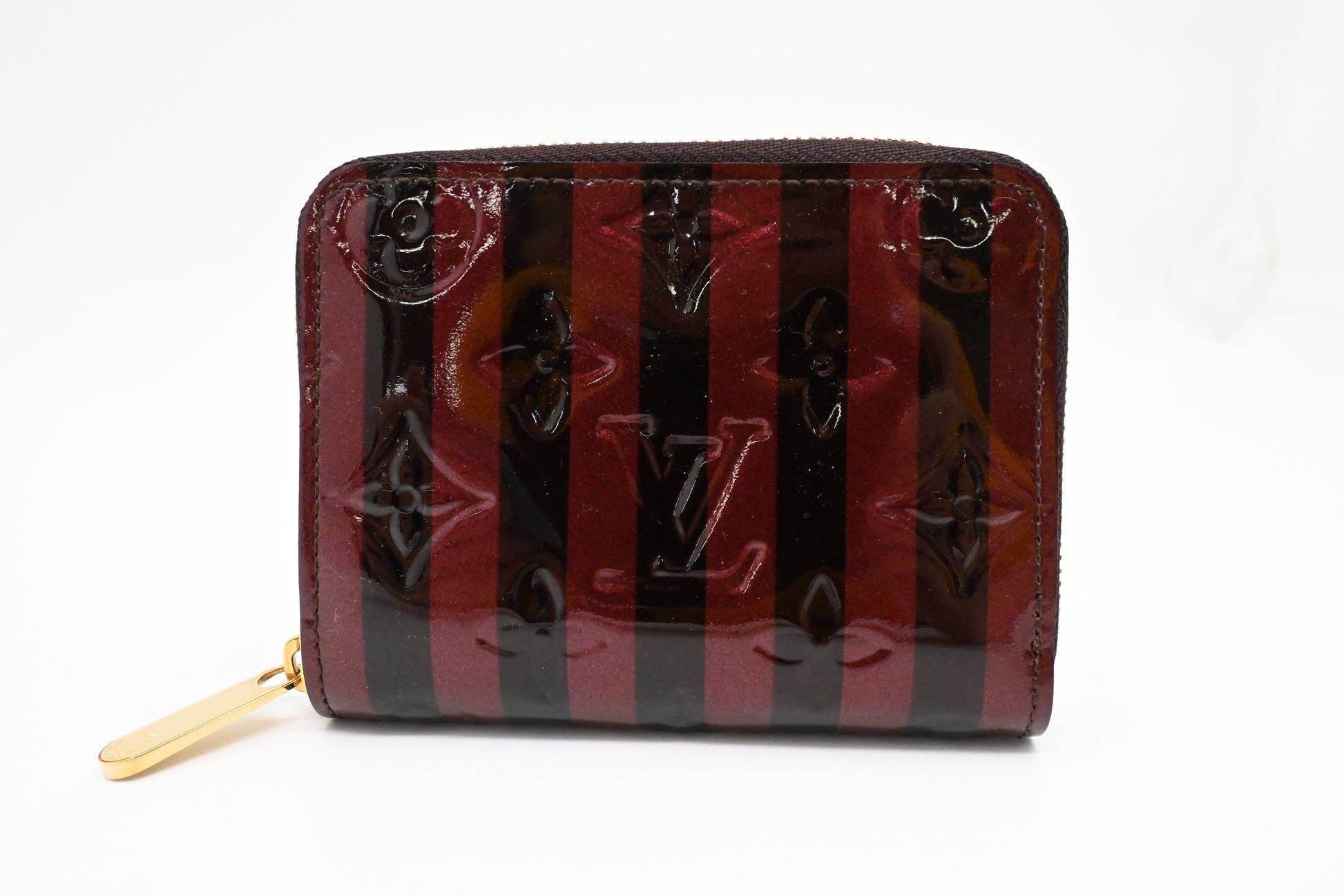 Louis Vuitton Compact Striped Vernis Leather Wallet Case