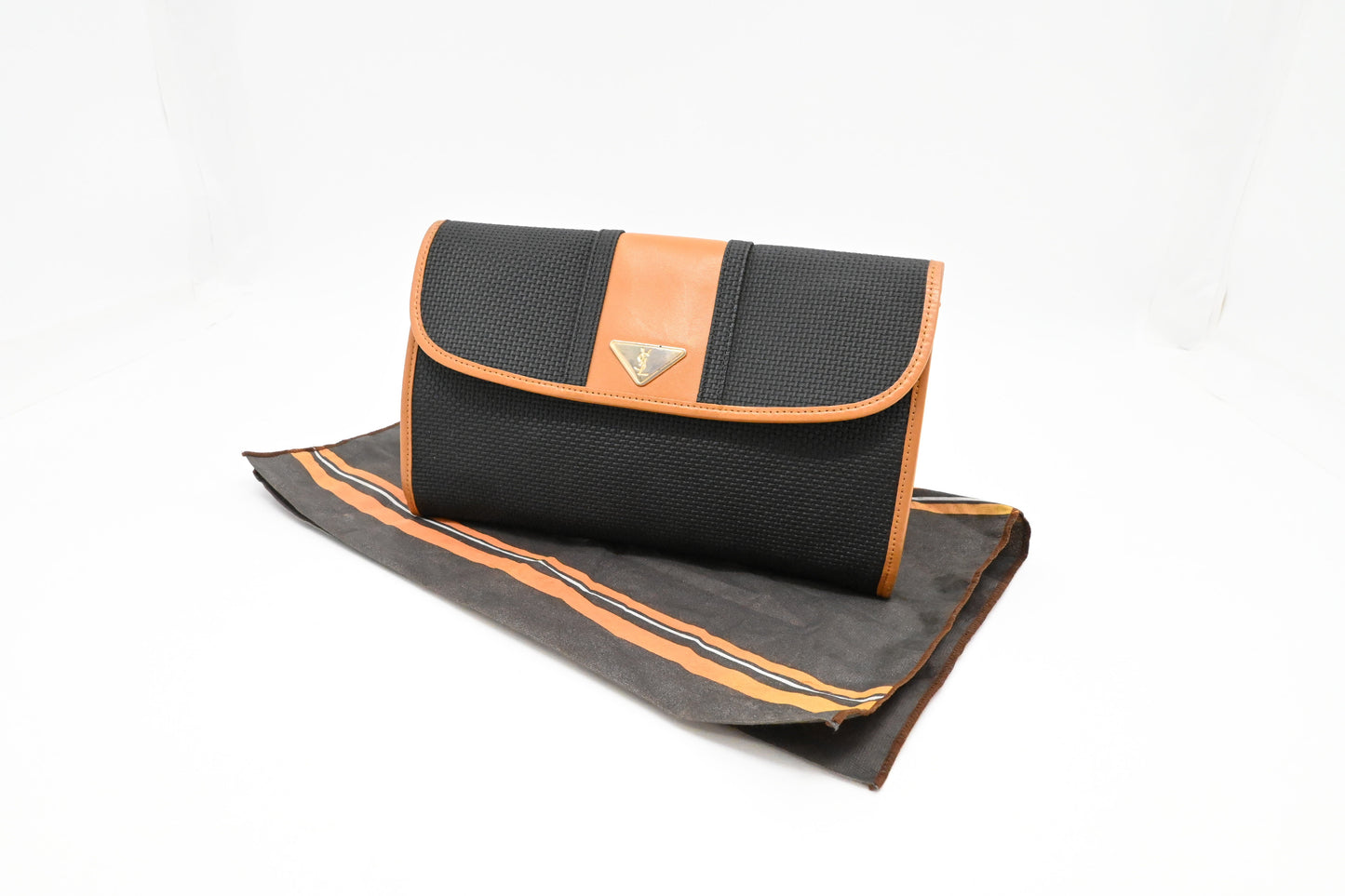 YSL Saint Laurent Clutch In Dark Coated Canvas Gray Clutch Bag