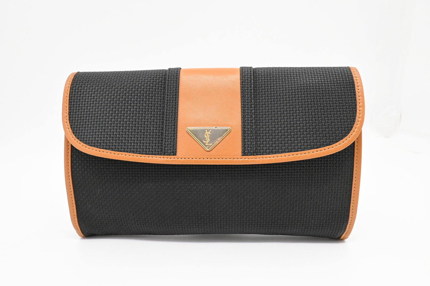 YSL Saint Laurent Clutch In Dark Coated Canvas Gray Clutch Bag