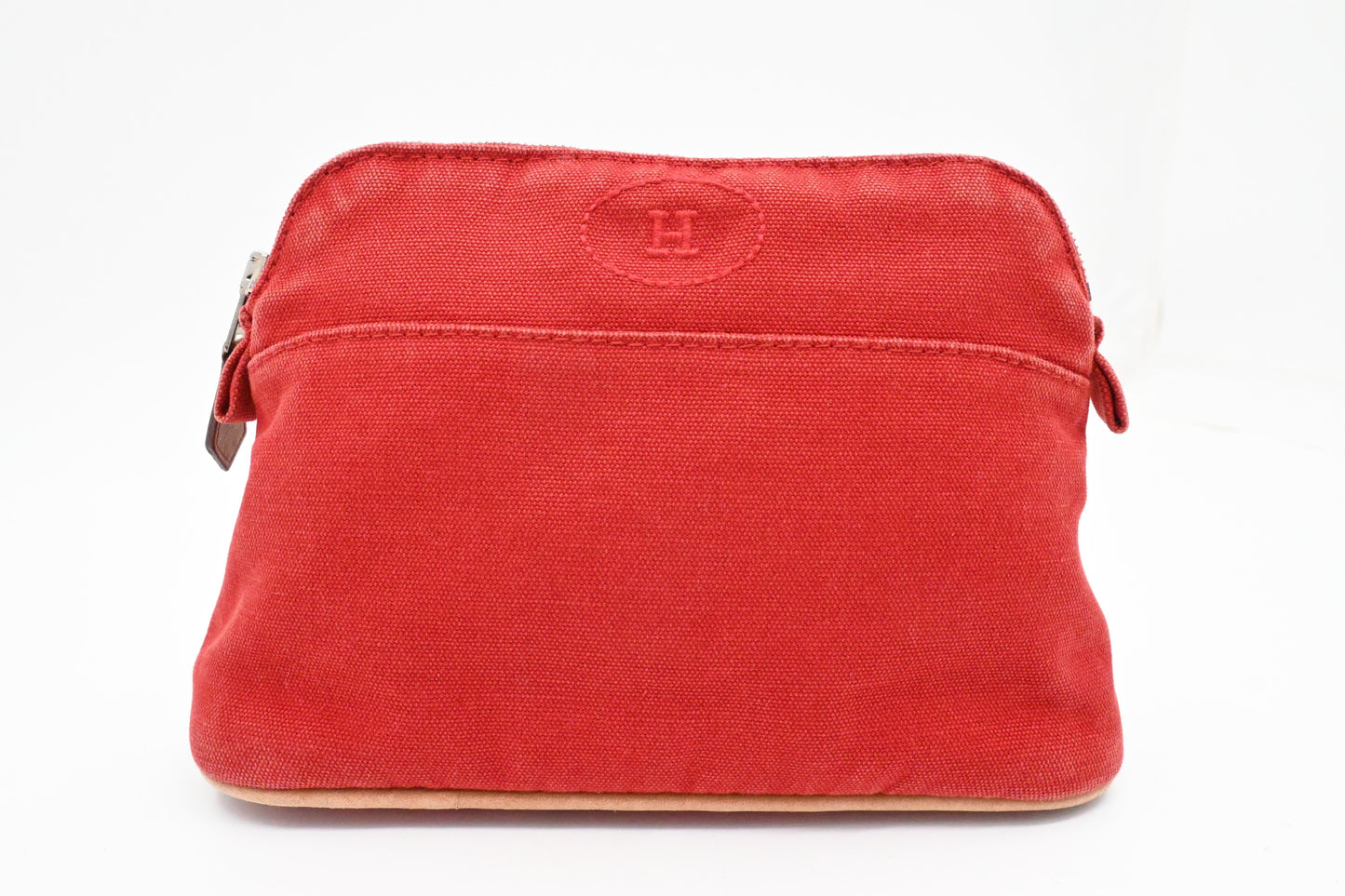 Hermes Bolide Pouch In Handbag Canvas Red Travel Bag