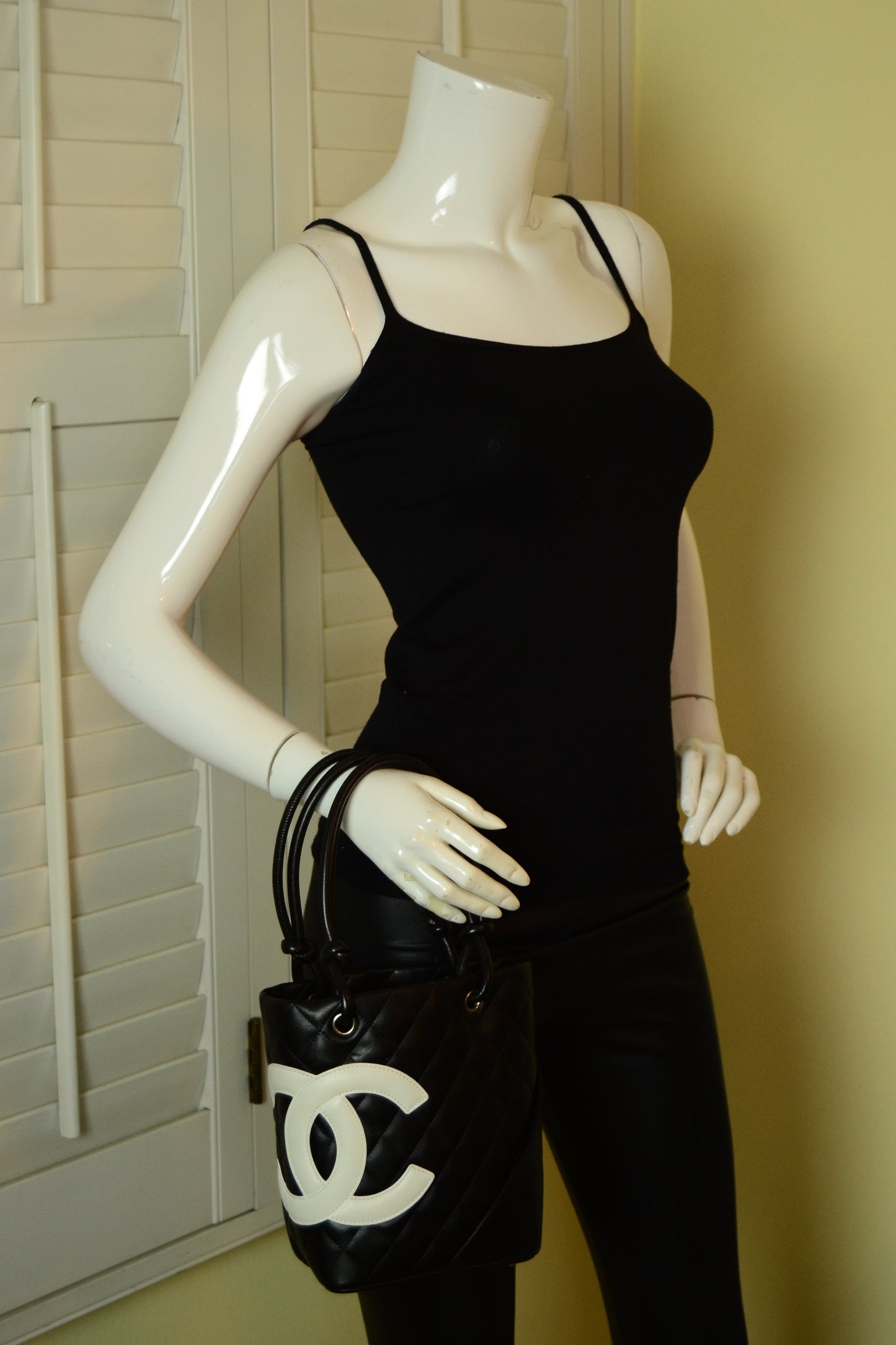Chanel Black/White Quilted CC Cambon Tote Bag