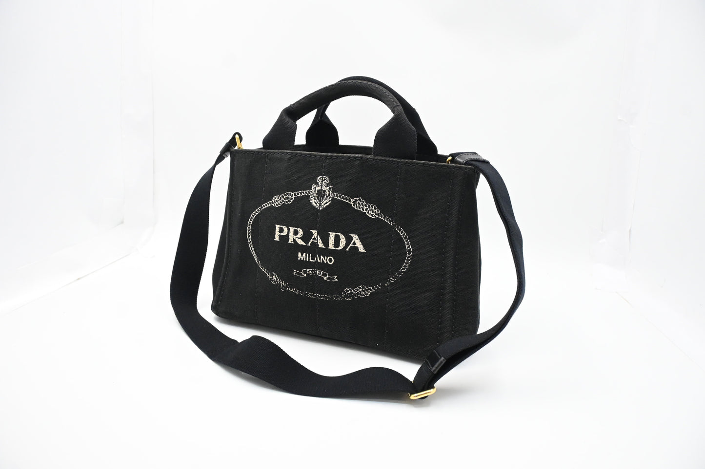 Prada Canapa Tote In Handbag Canvas Black Tote Bag