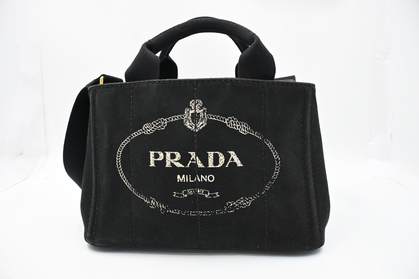 Prada Canapa Tote In Handbag Canvas Black Tote Bag