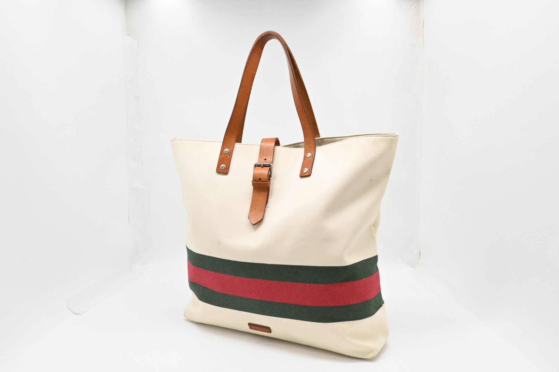 Gucci White Canvas Tote Bag