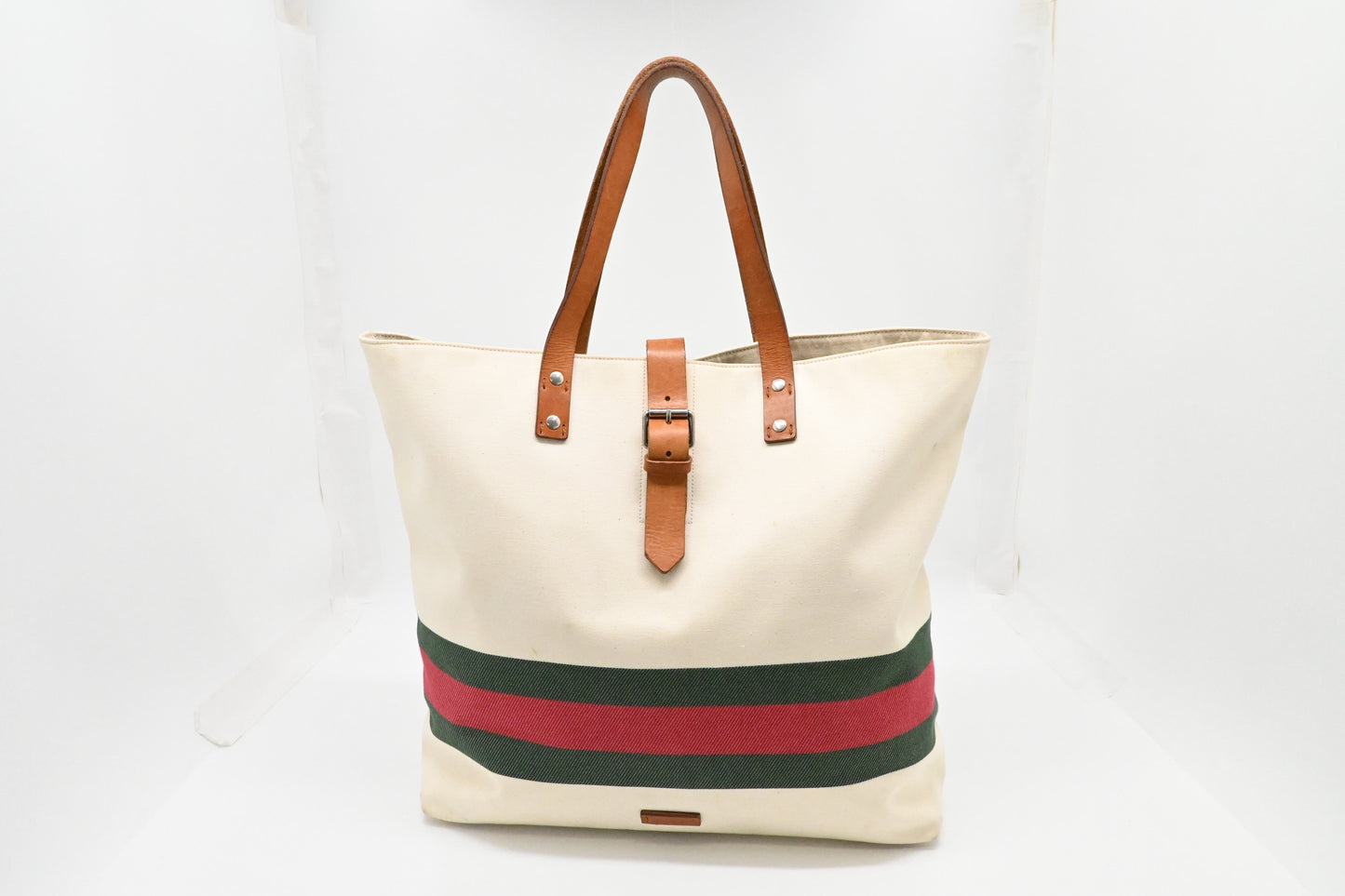 Gucci White Canvas Tote Bag