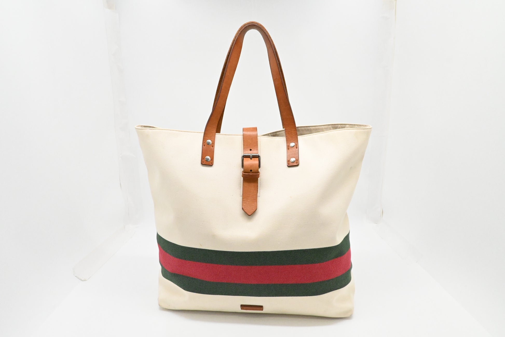 Gucci White Canvas Tote Bag